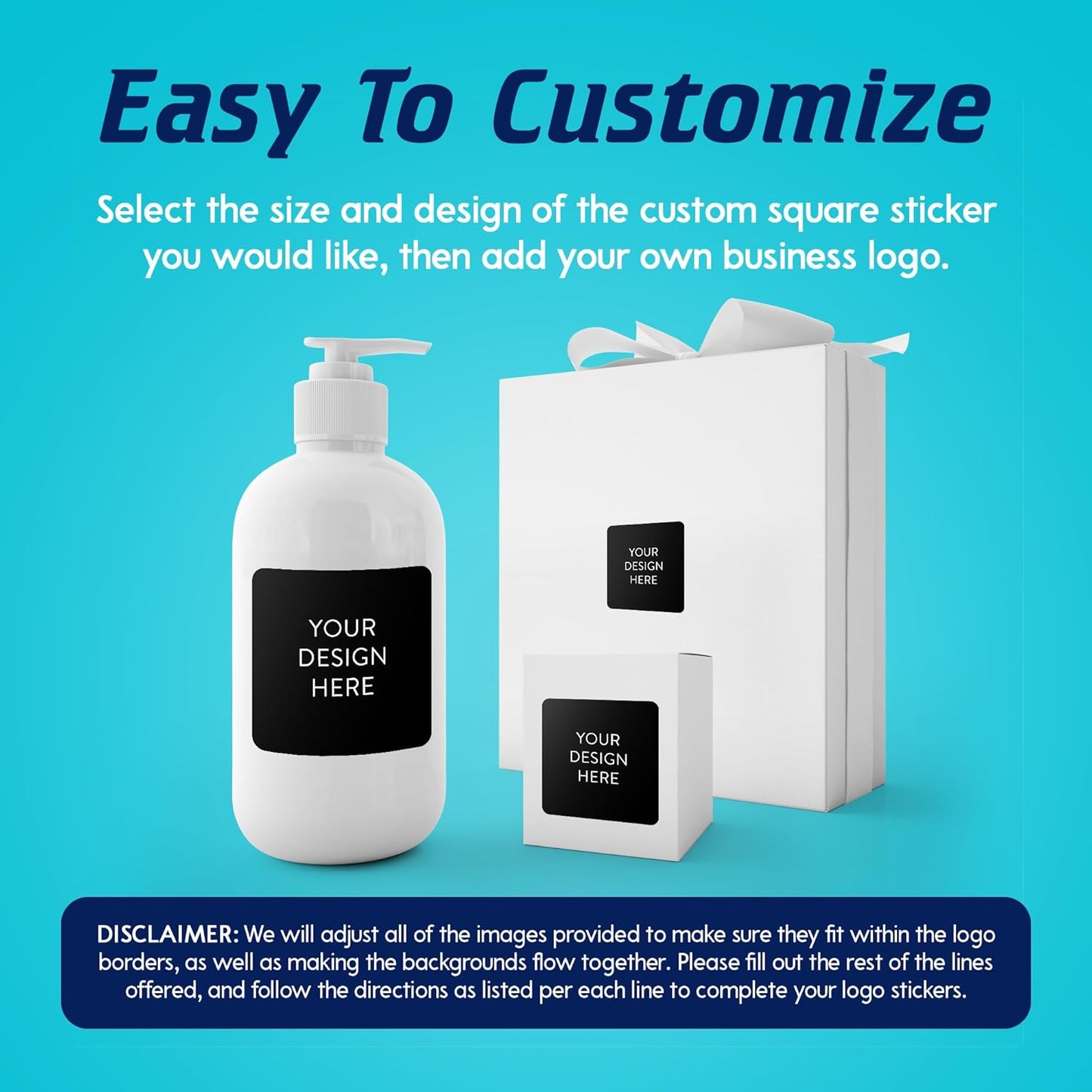 5-1000 Custom Vinyl Stickers - Upload Your own Image, Text, Design, Logo - Personalized Logo Labels for Handmade, Packaging, Bottle, Jars, Candle, Brand Stickers (Black, 2x2 Square)