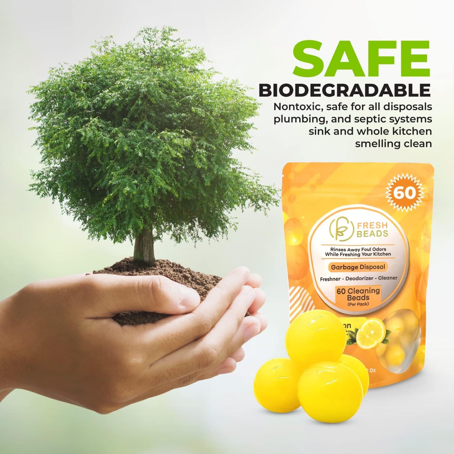 60-Count Sink Garbage Disposal and Drain Cleaner Pods, Freshener & Deodorizer Lemon Scent Capsules