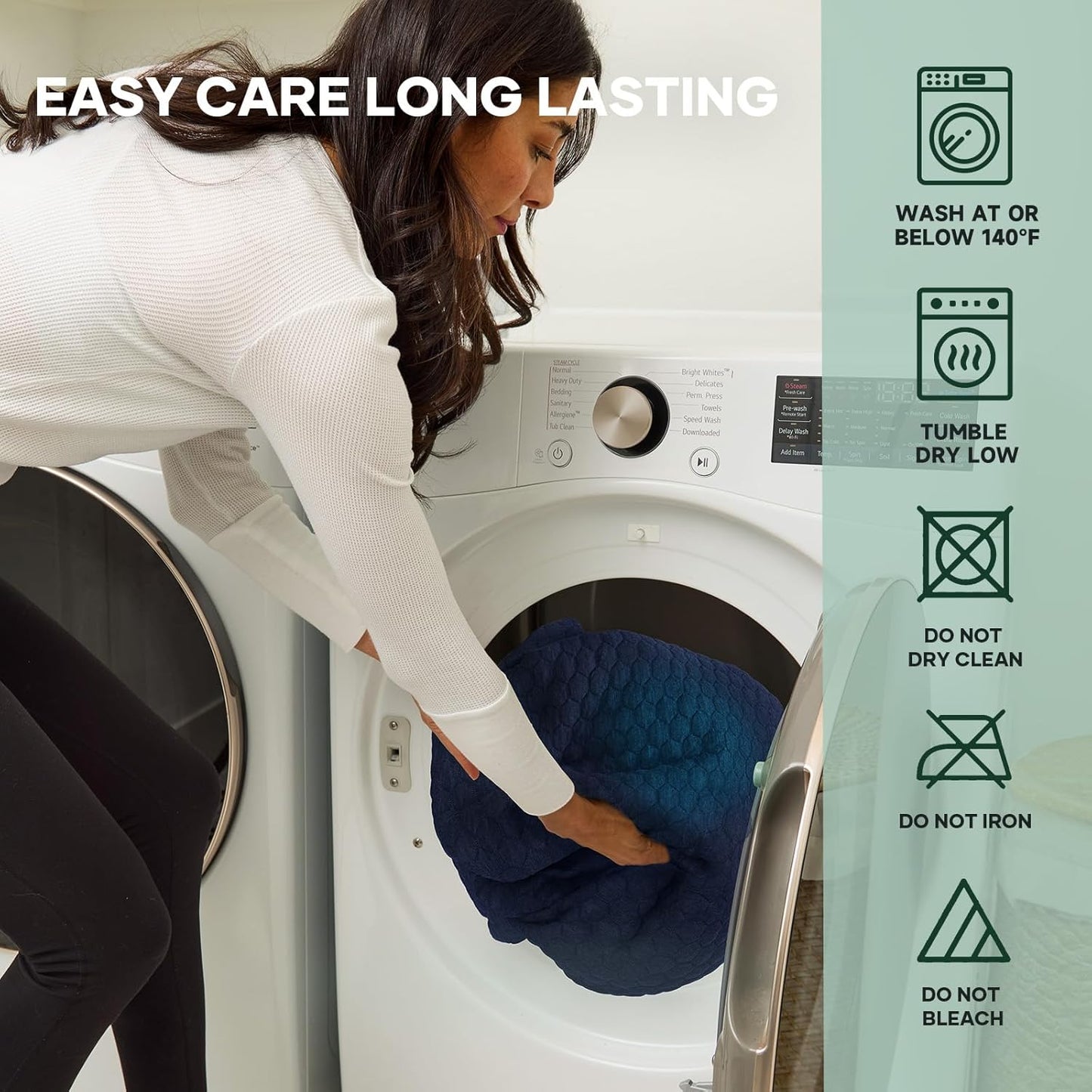 OhGeni 100% Waterproof Mattress Protector, Cal King Size Mattress Pad, Fits 6"-20" Mattresses with Deep Pocket, Cooling, Breathable Fitted Sheets, Soft Bed Cover, Noiseless, Washable(Navy Blue)