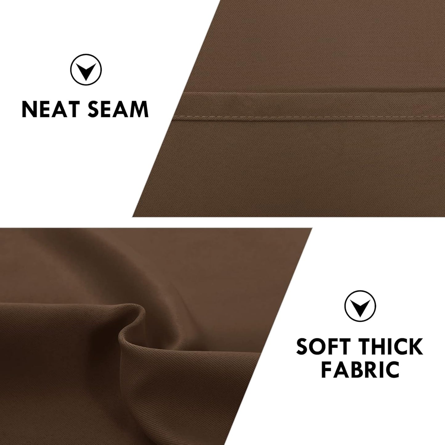 DWCN Blackout Curtains for Bedroom - Thermal Insulated Privacy Energy Saving Rod Pocket Drapes for Living Room, W 38 x L 72 Inch, Brown, Set of 2