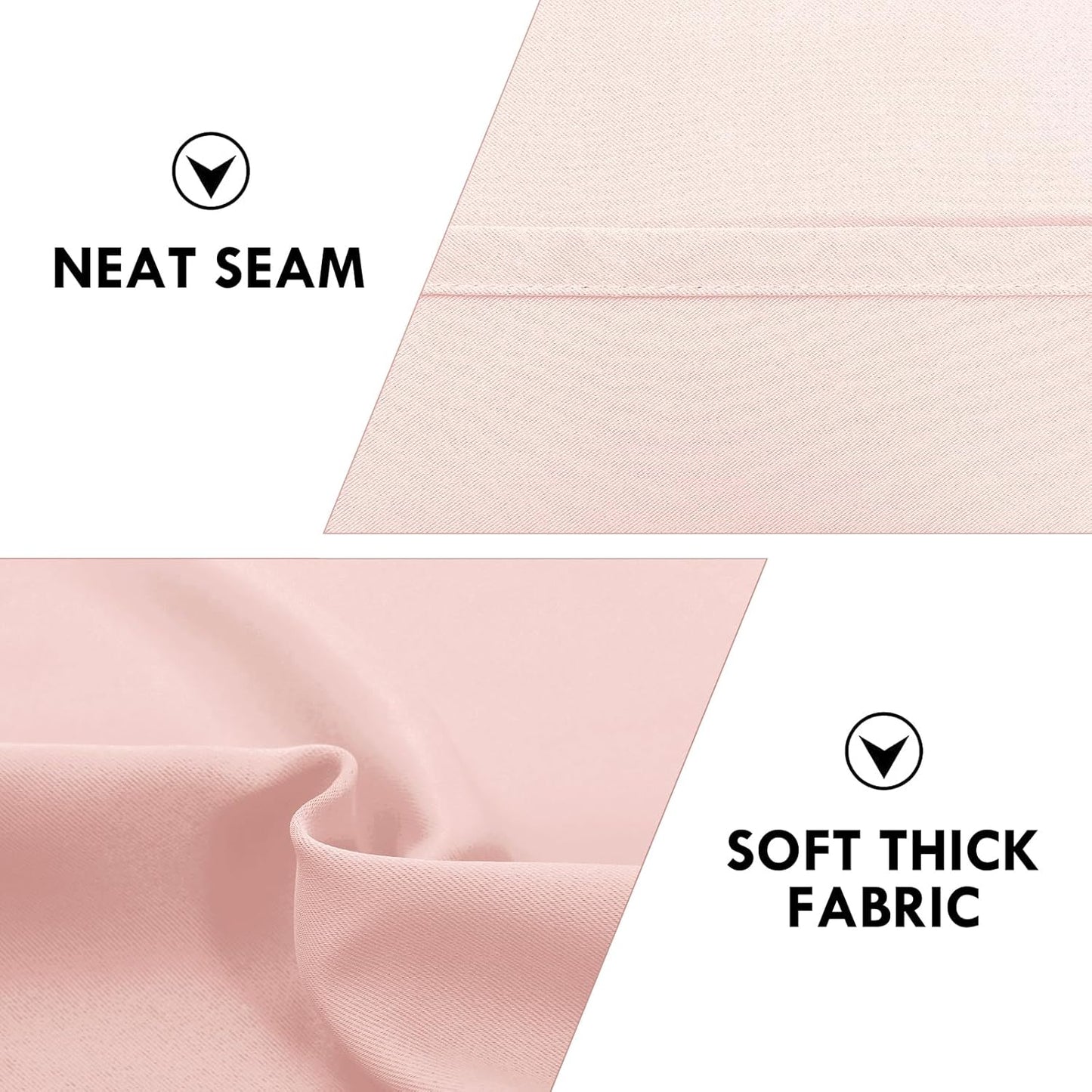 DWCN Blackout Curtains – Thermal Insulated, Energy Saving & Noise Reducing Bedroom and Living Room Curtains, Blush Pink, W 52x L 63 Inch, Set of 2 Rod Pocket Curtain Panels
