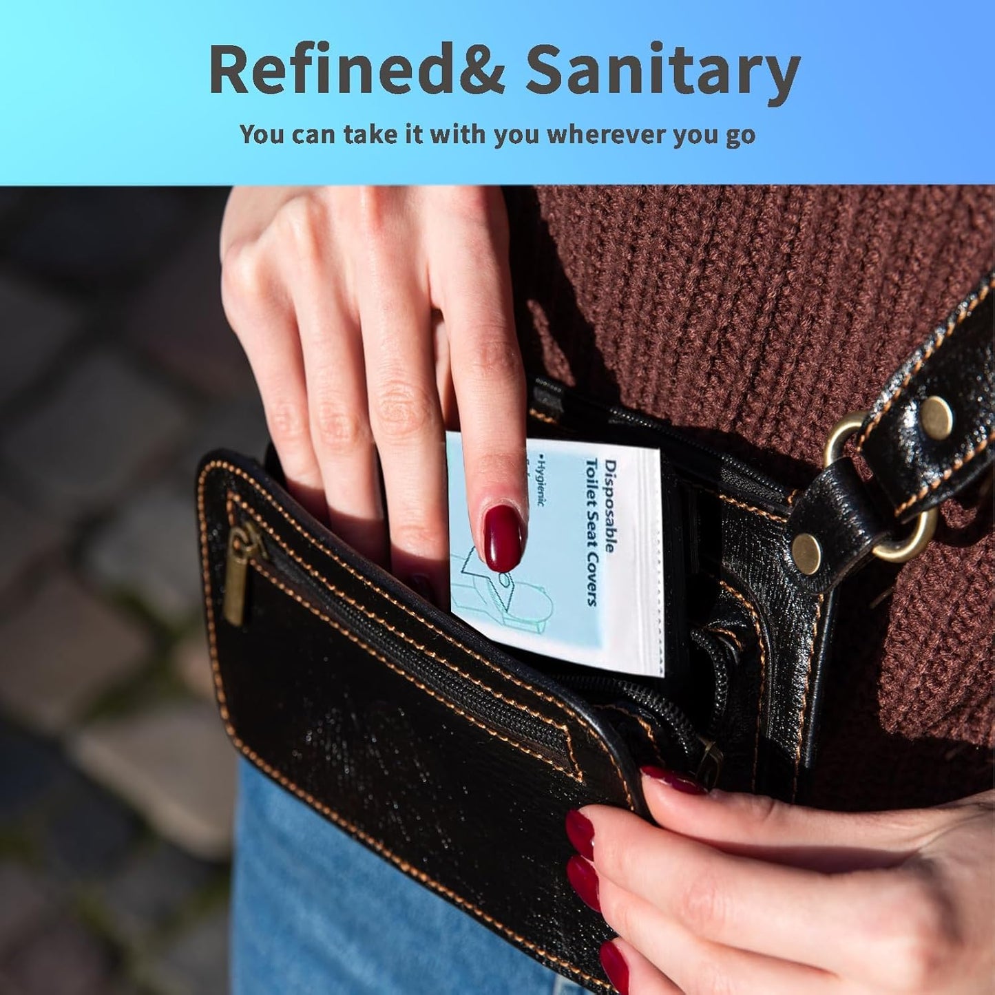 500-Pack XL Disposable Toilet Seat Covers, 16 × 24 inches Waterproof Individually Wrapped, Travel Toilet Liners for Adults & Kids, Bulk Portable for Public Restroom, Hotel, Hospital, Airplane Blue