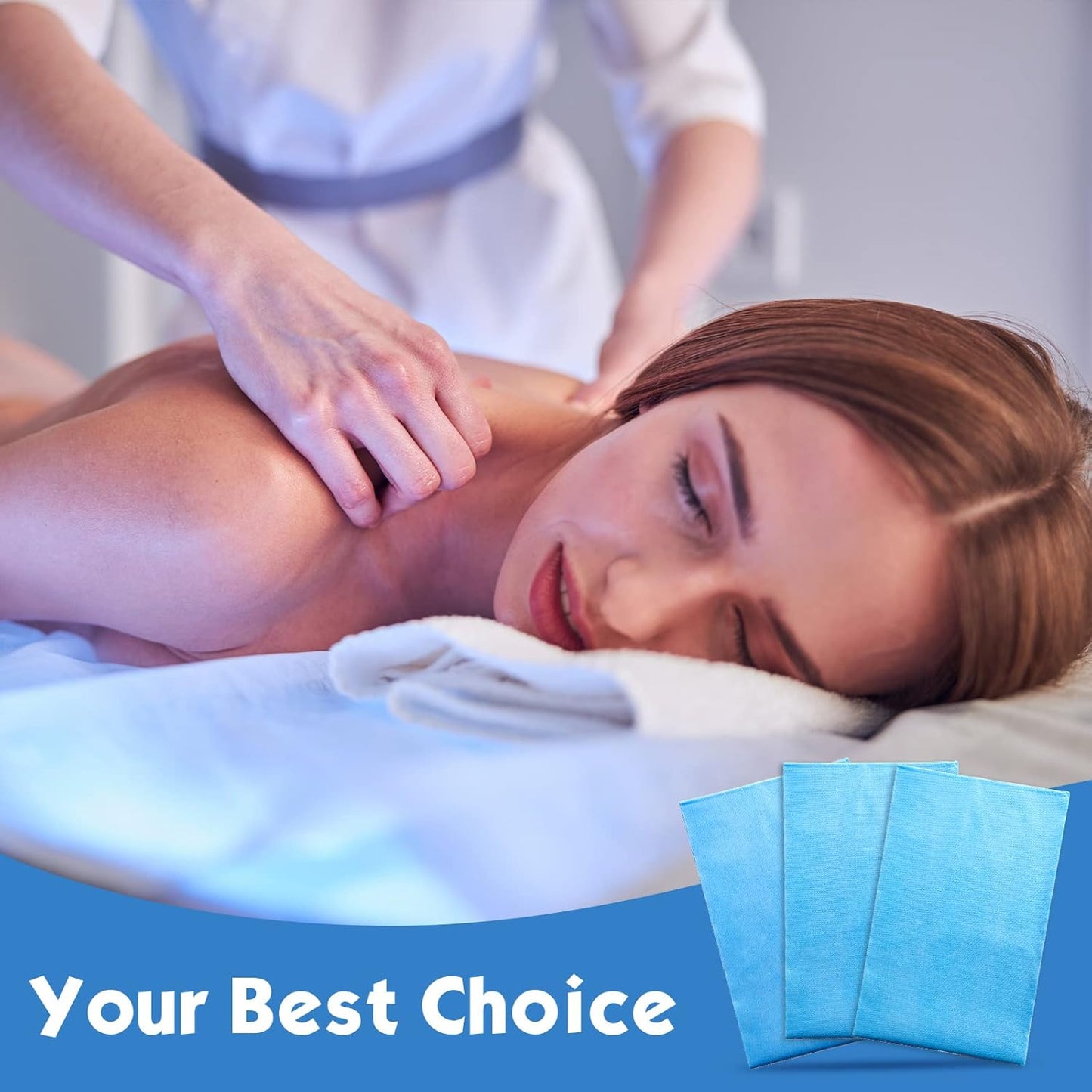 Tegeme 150 Pieces Disposable Massage Table Sheets 31" x 70" Waterproof Bed Sheets Non Woven Bed Cover for Massage Table Beauty Salons Tatto Spa Hotels(Blue)