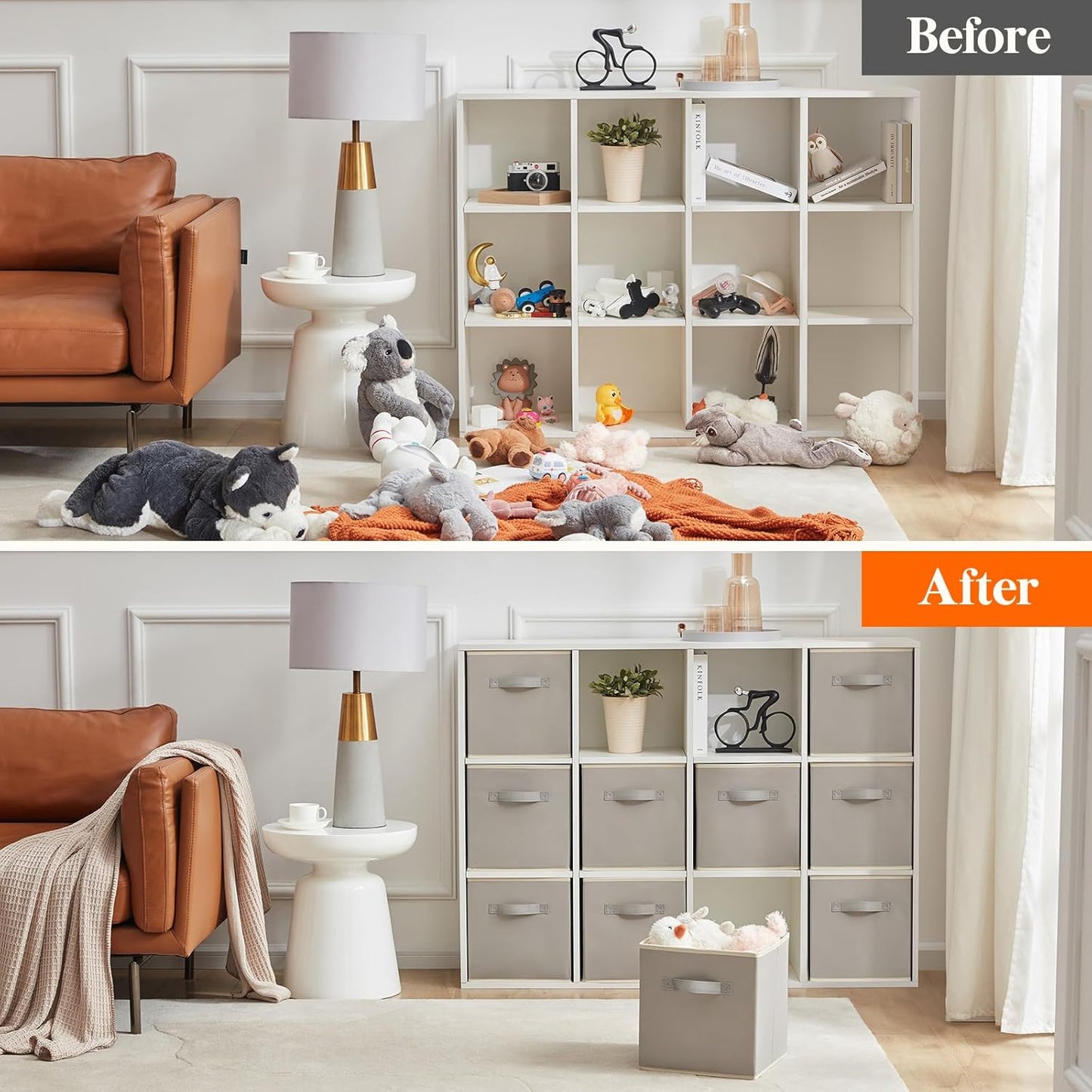 Lifewit 13 Inch Storage Cubes, 10 Packs Cube Storage Bins, Foldable Fabric Bins, Multi-color Organizers Decorative Organizing Baskets for Shelves for Closet, Utility Room, Storage Room, Light Gray