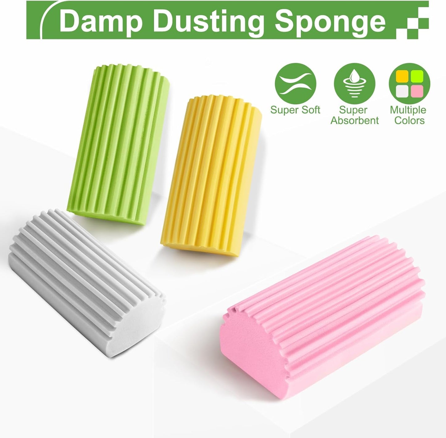 4-Pack Damp Clean Duster Sponge, Sponge Cleaning Brush, Duster for Cleaning Blinds, Glass, Baseboards, Vents, Railings, Mirrors,Window Track Grooves and Faucets(Gray)