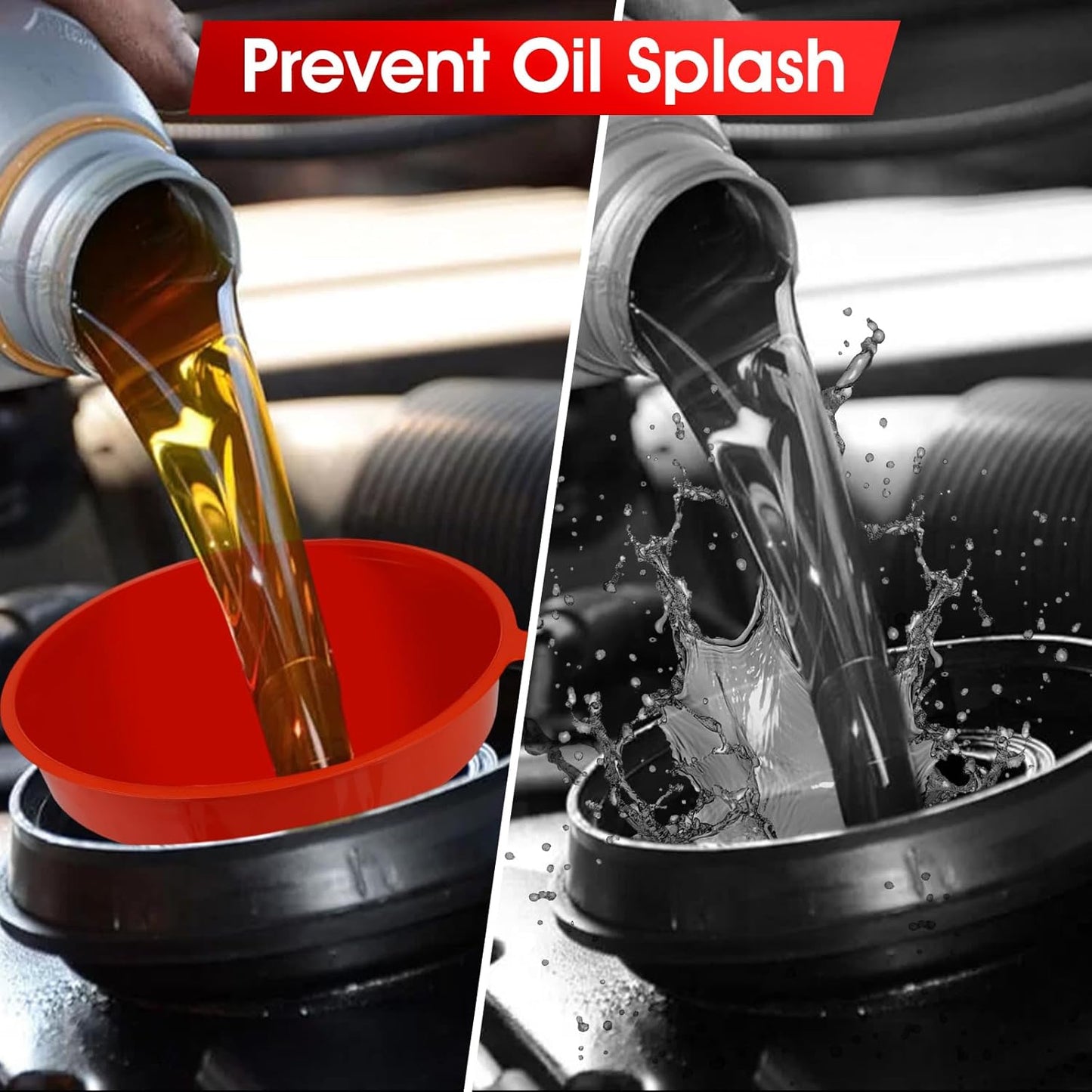 DEDC Oil Funnels Plastic Set for Car Automotive Kitchen Mini Small Large Red (7 PCS Oil Funnels)