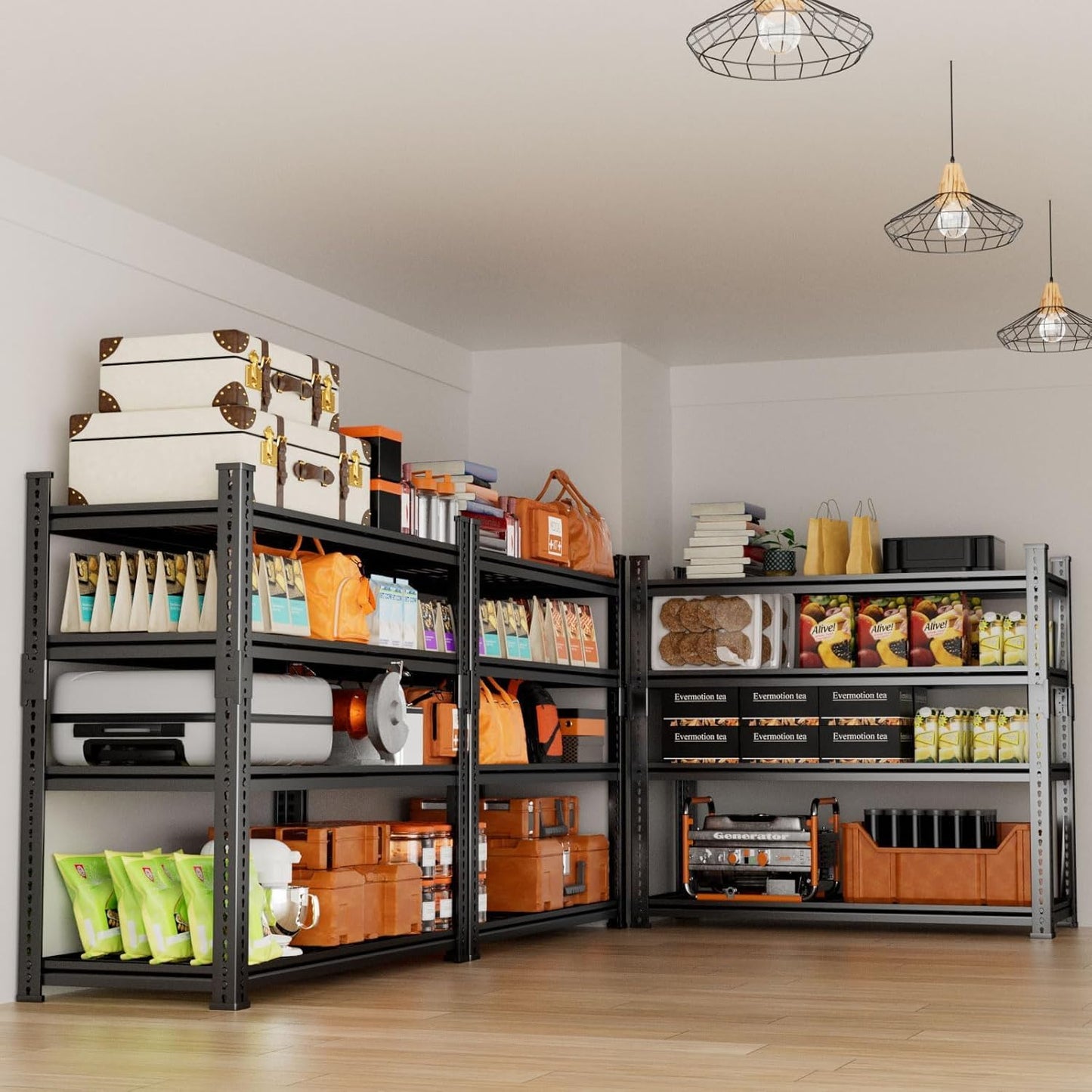 Storage Shelves Heavy Duty, 36"L x 16"W x 60"H Garage Wire Shelving Unit Loads 1920LBS, 4-tier Adjustable Metal Industrial Utility Shelf Rack for Kitchen, Laundry Room, Pantry, Warehouse, Basement