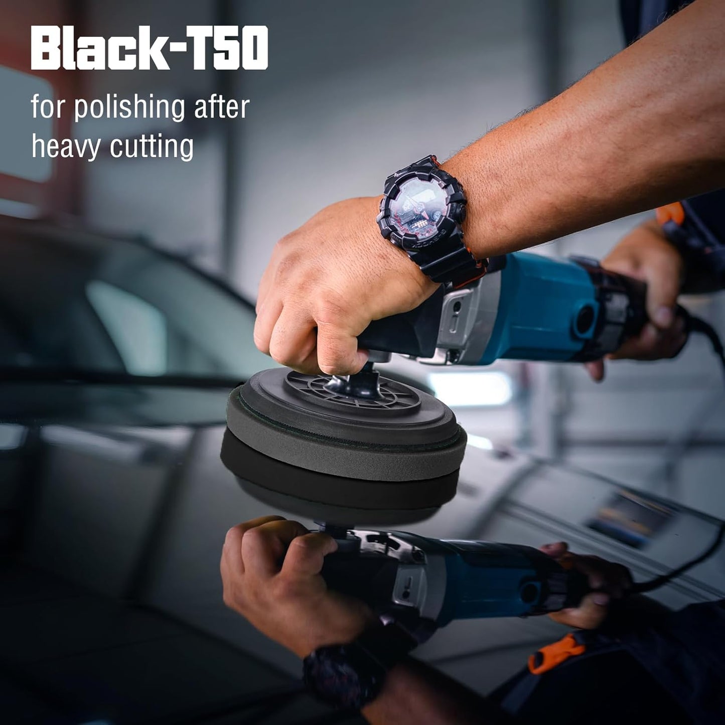 6 Inch Buffing Polishing Pads - 3Pcs Black Light Cut Pad - 6.5 Inch Face for 6 Inch 150mm Backing Plate - High-Density Buffing Sponge Pads for Car Buffer Polisher Compounding, Polishing & Waxing