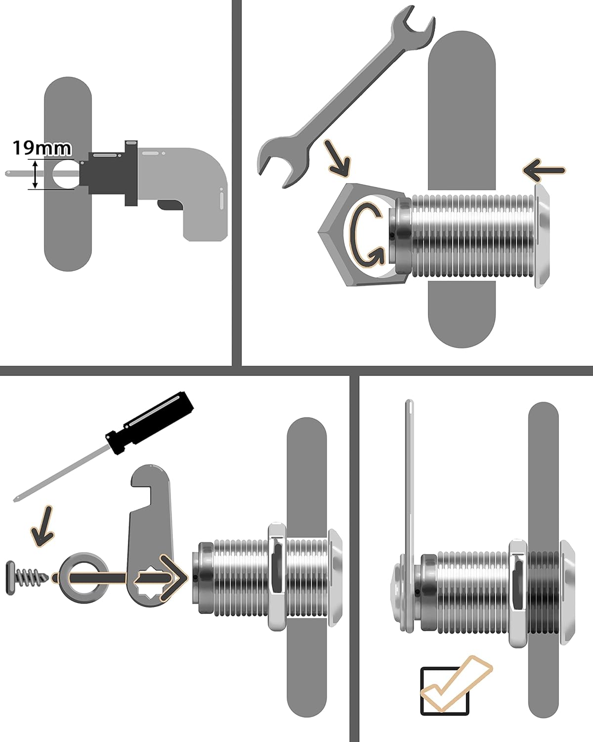 MoHern Cabinet Locks, 6 Pcs Keyed Alike 1-1/8 Inch (30mm) Cylinder Locks, Zinc Alloy Cam Lock with Keys for Cabinet, Drawer, RV and More