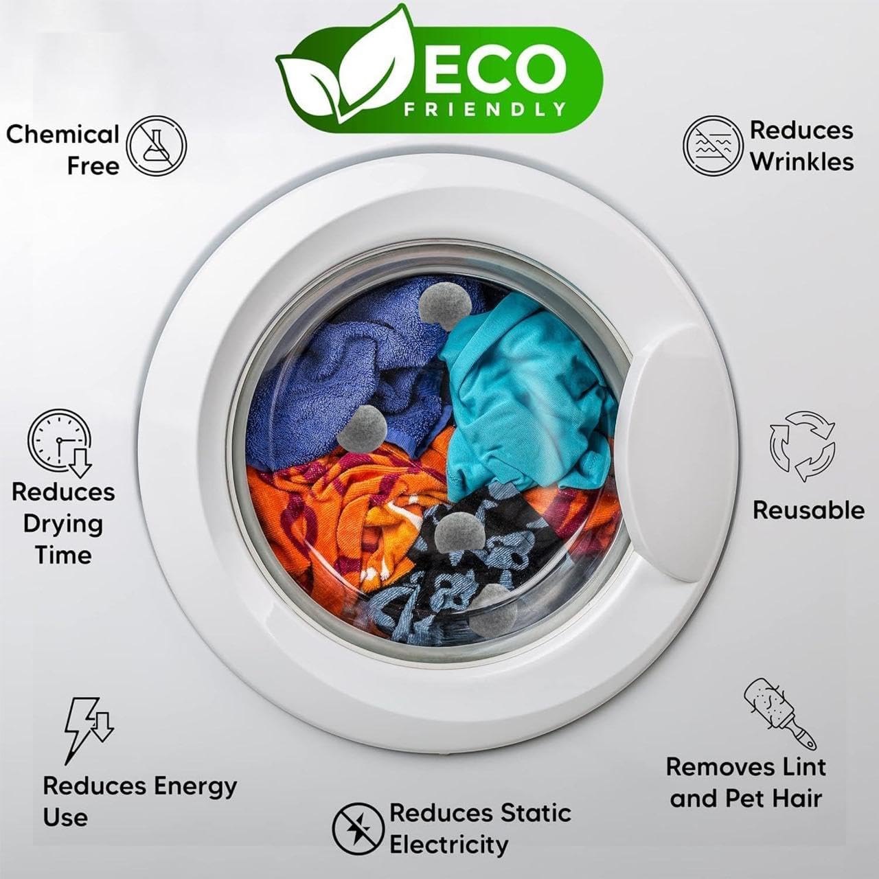 RAYTRADE Wool Dryer Balls 6-Pack 100% Made of Organic New Zealand Wool Reduces Clothing Wrinkles and Saves Drying Time Reusable Natural Fabric Softener Stocking Stuffer Gifts (Gray)