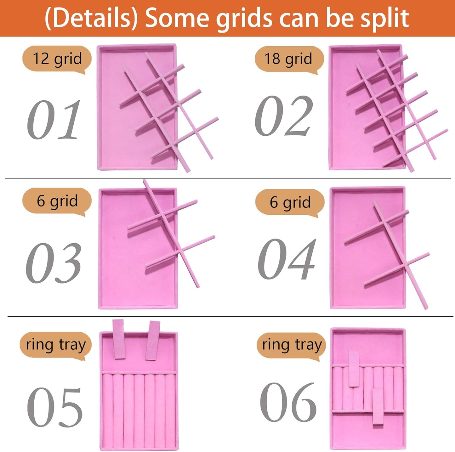 8 Pack Stackable Jewelry Trays Organizer Velvet Earring Organizer Jewelry Tray for Drawers Earring Holder Necklace Bracelet Ring Organizers