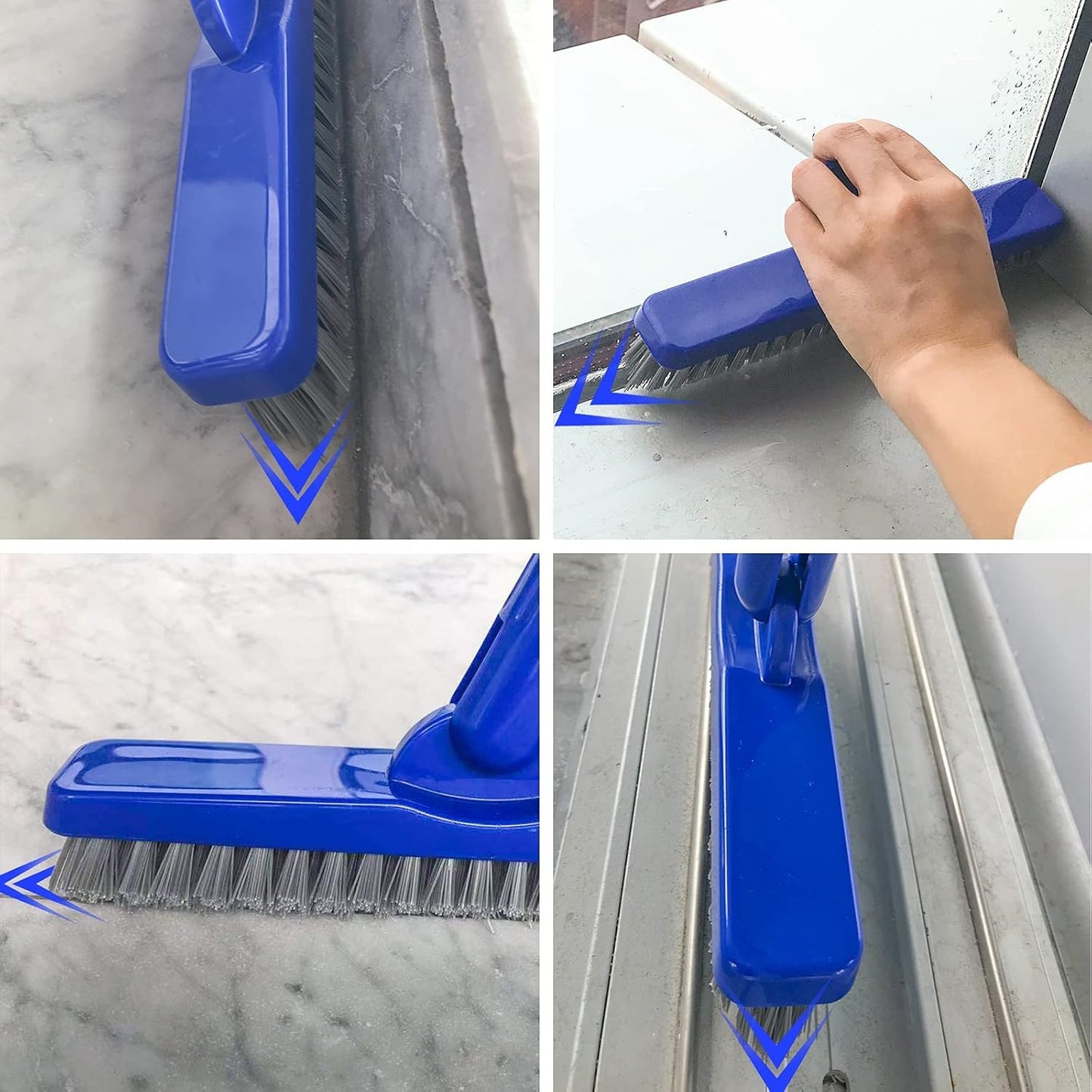 ITTAR Grout Brush with Long Adjustable Handle, Swivel Scrub Brush, V-Shape Grout Line Scrubber with Stiff Bristle for Deep Cleaning Tile Grout, Shower, Kitchen, Hard-to-Reach Corners