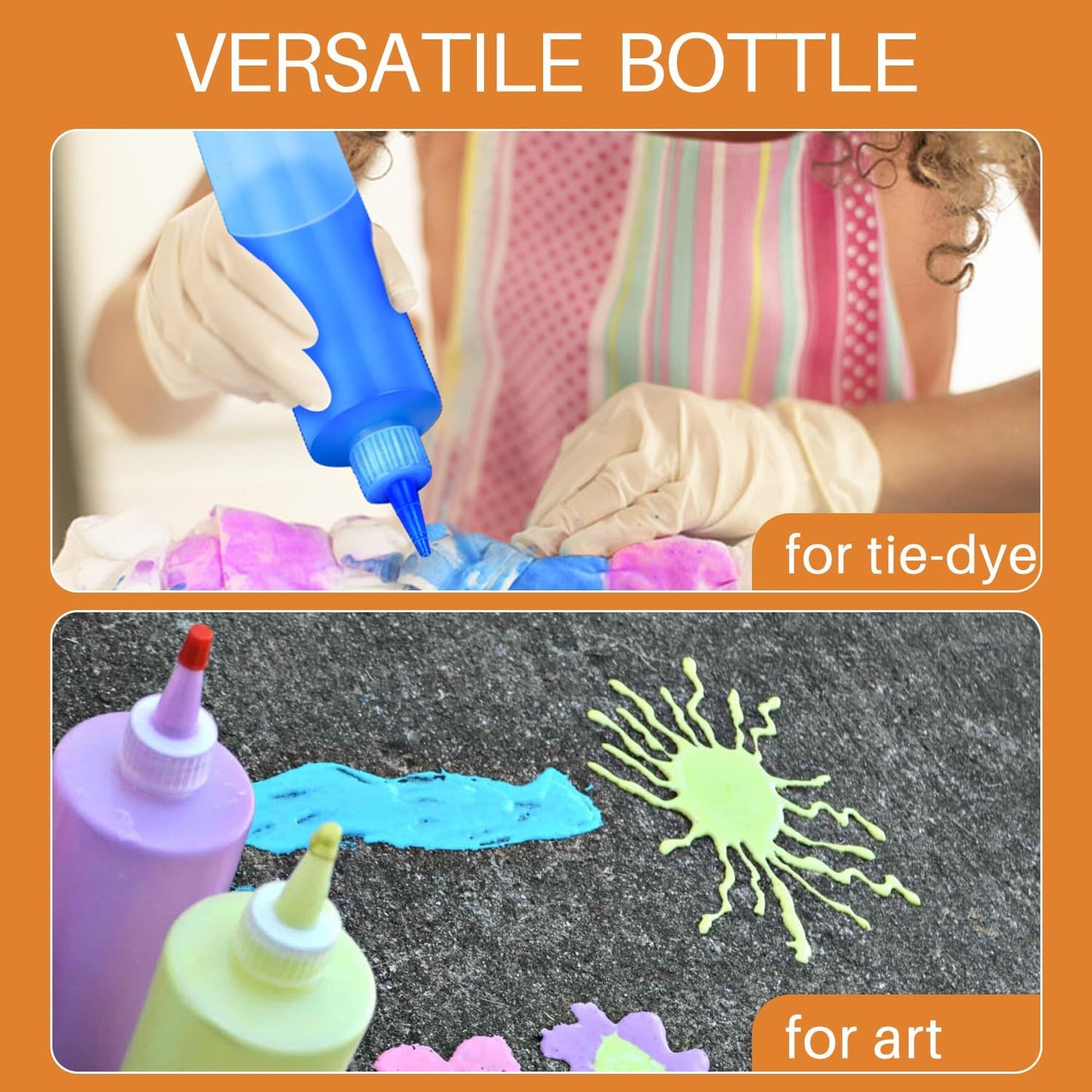 Sopito Squeeze Bottles, 16oz Plastic Condiment Squeeze Bottles with Labels & Funnels & Brusher for Liquids Sauces Ketchup Oil, 3 Pack