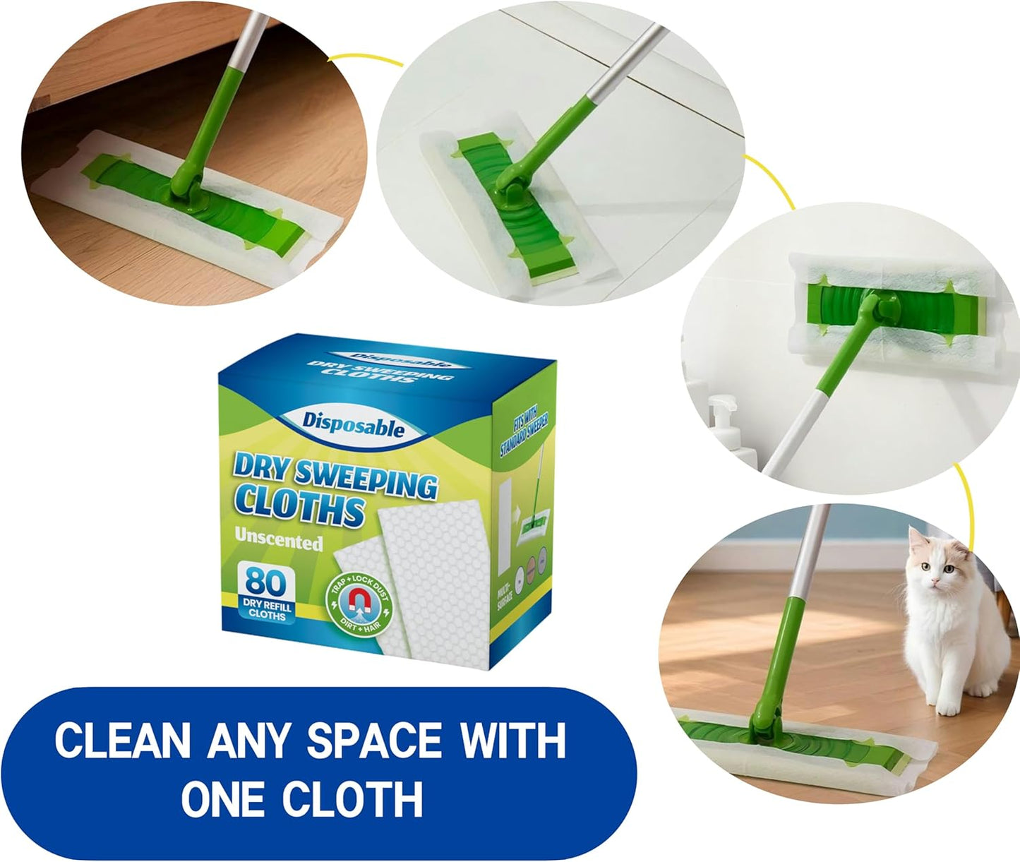 Dry Sweeping Cloths Disposable Mop Refills Floor Dust Mop Pad, Floor Cloth Refills for Swiffer Standard Sweeper, Pack of 240