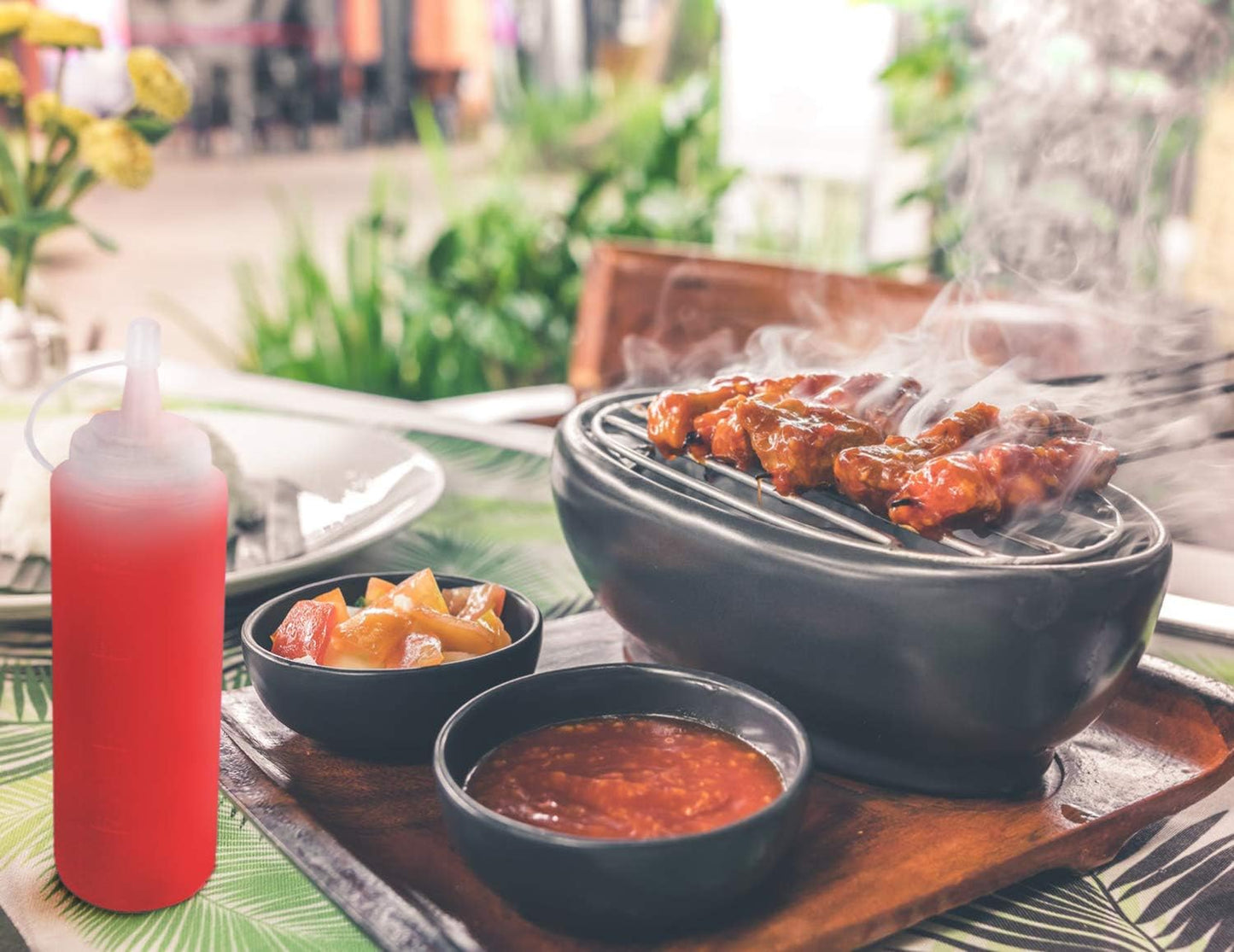 2 Pack 8oz Plastic Sauce Bottle Squeeze Squirt with Cap, Ketchup Dispenser, Leakproof Lids, Funnel Included