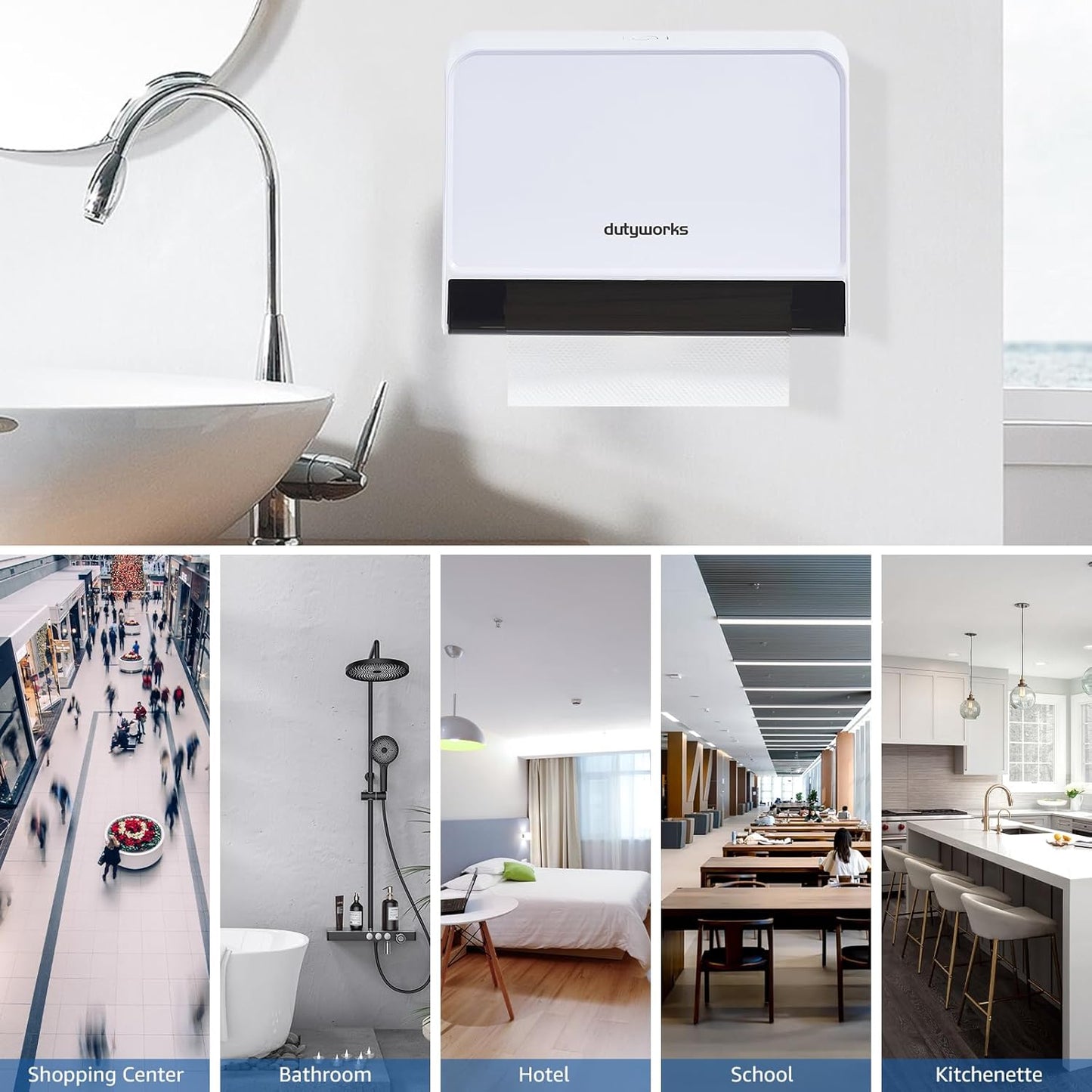 Paper Towel Dispenser Wall Mounted, Multifold Hand Towel Dispenser for Kitchen Bathroom Home Business, Trifold/C Fold/Z Fold Paper Towel Holder with Lock, Universal Paper, White