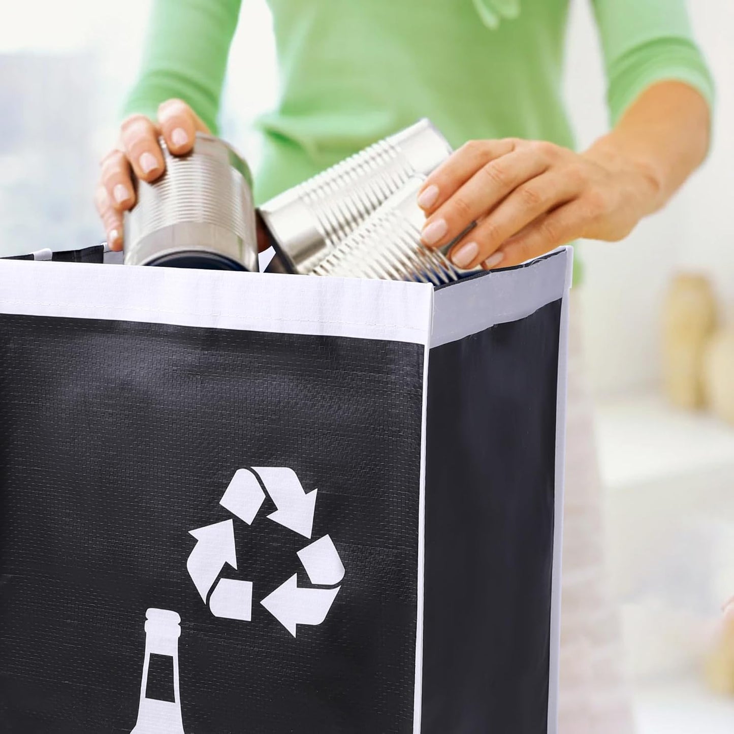 Recycle Waste Bag for Kitchen Home- Indoor Recycling Bins Trash Sorting Organizer, Reusable and Waterproof, 4 Pack