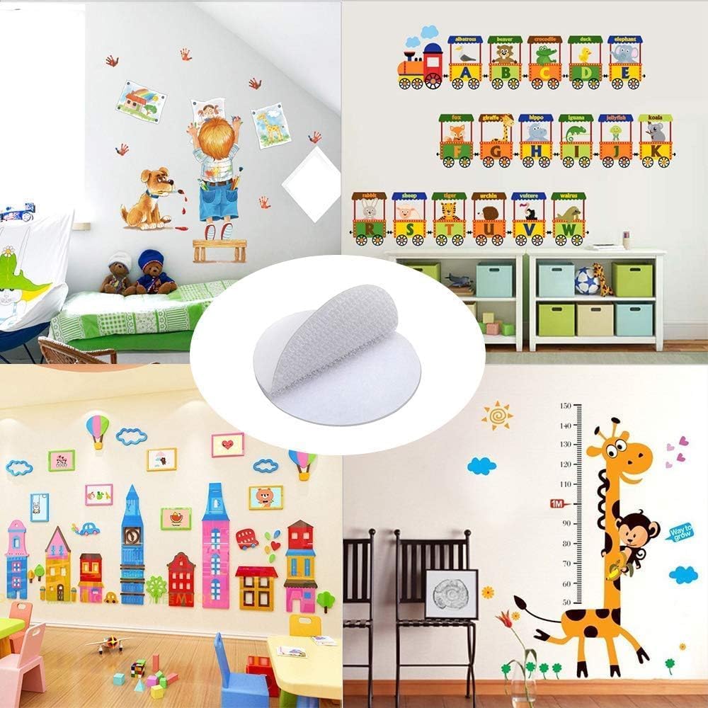 BRAVESHINE 24PCS Round Industrial-Strength Hook and Loop Fasteners with Adhesive - Wall Hanging Interlocking Tapes - Double Sided Adhesive Stickers for Carpet Gripping - Round 2 inch