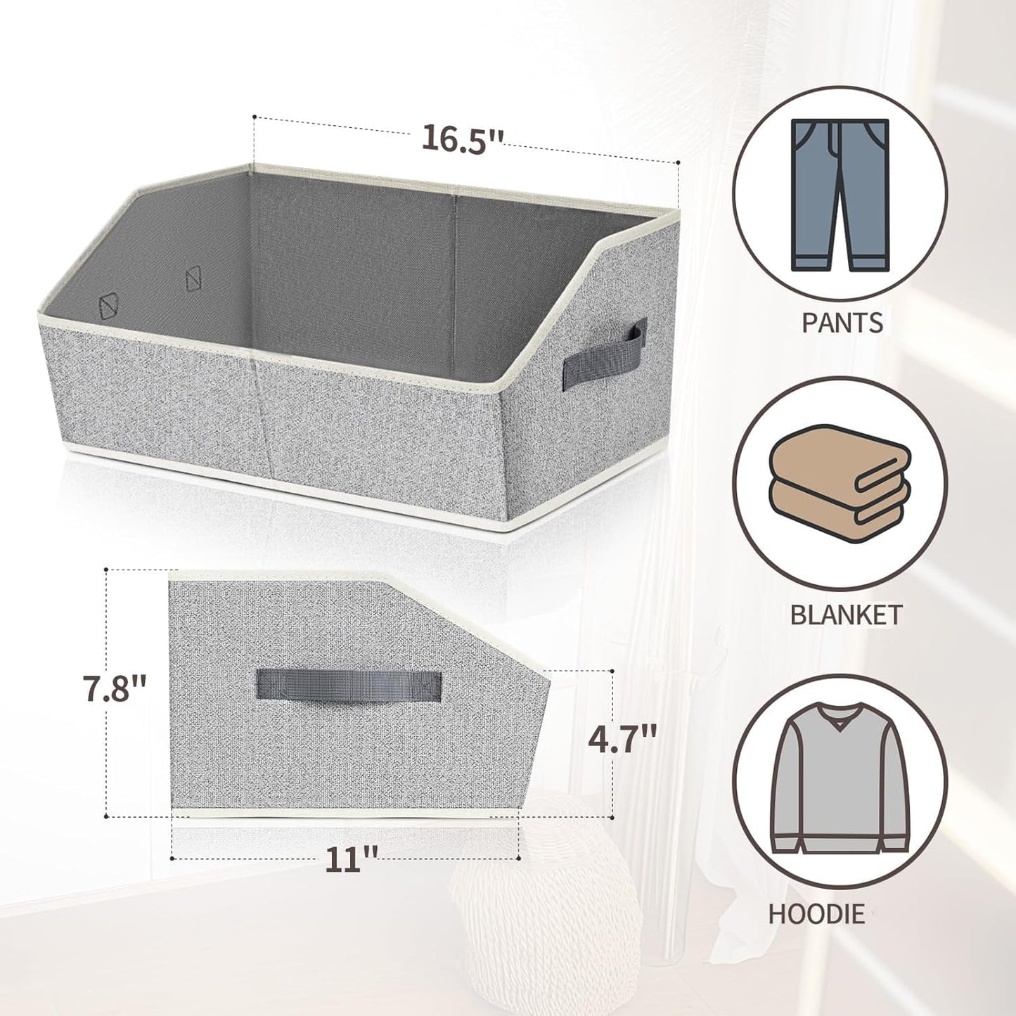 Homsorout Closet Organizers Bins 6 Packs - Large Closet Shelf Organizer with Handles, Fabric