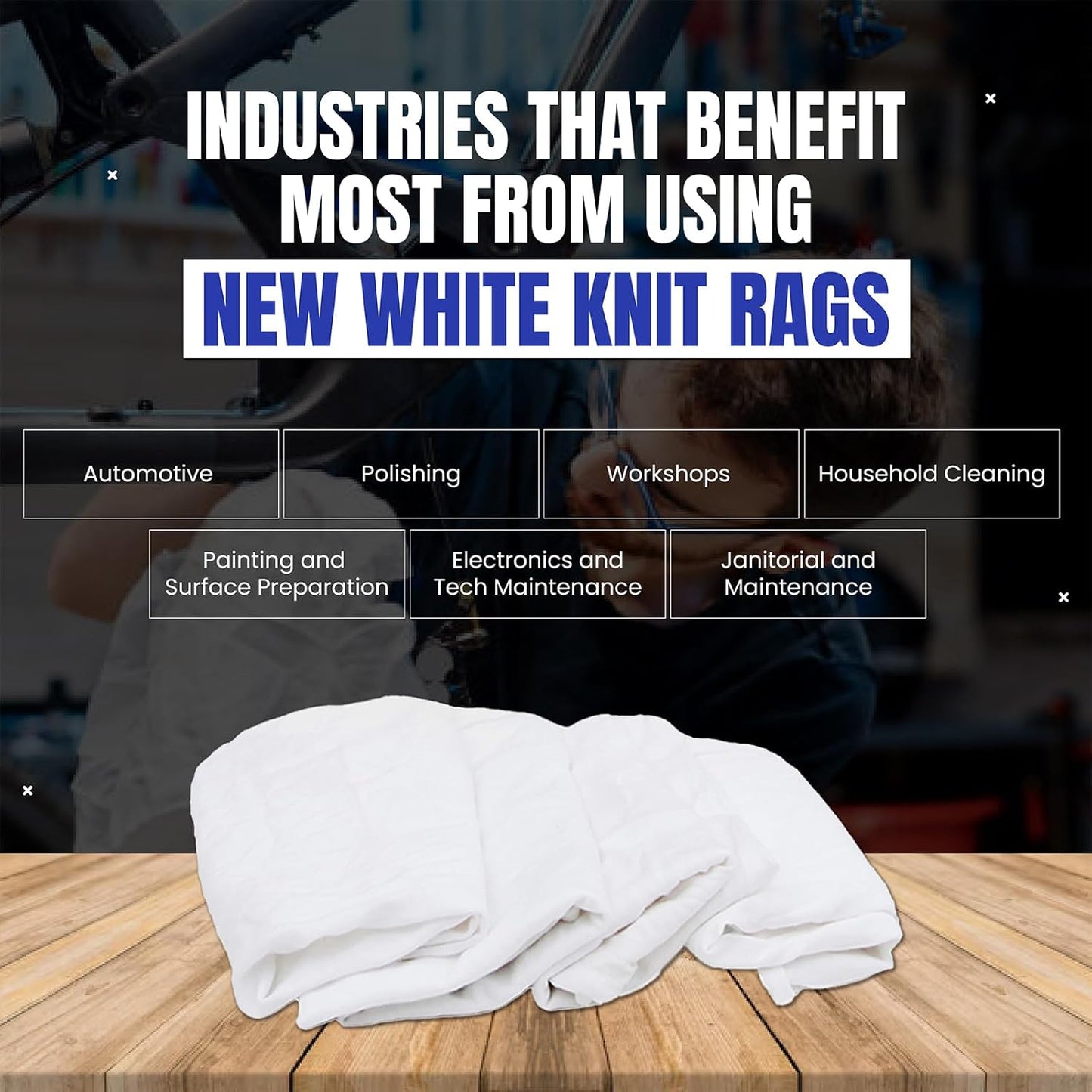Premium White Knit (600 lbs. Pallet 12x50 lbs. Box of Rags) T-Shirt Cleaning Rags – White Cotton Rag for Cleaning, Staining, Oil, Grease & Dusting – Shop Rags Bulk for Multipurpose