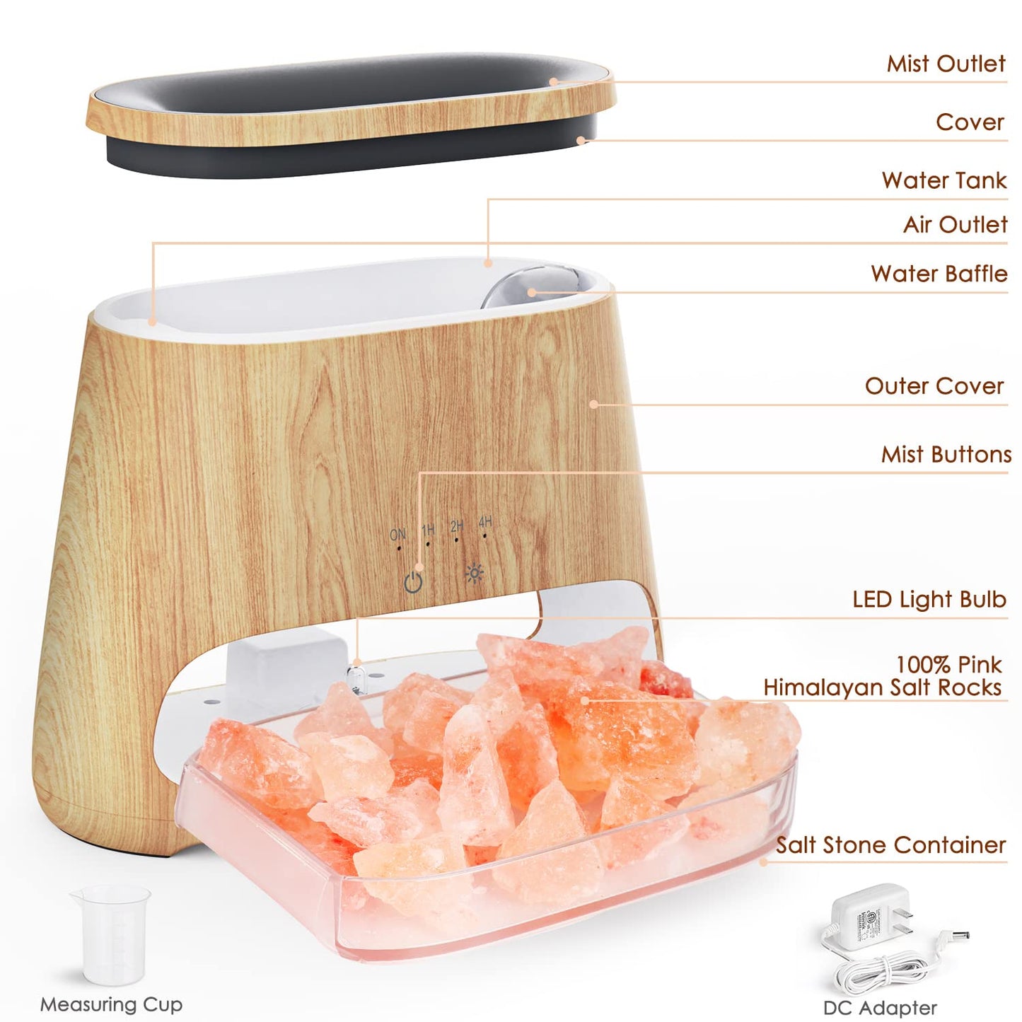 SALKING 2-in-1 Ultrasonic Essential Oil Diffuser & Himalayan Salt Lamp, Aromatherapy Diffuser Cool