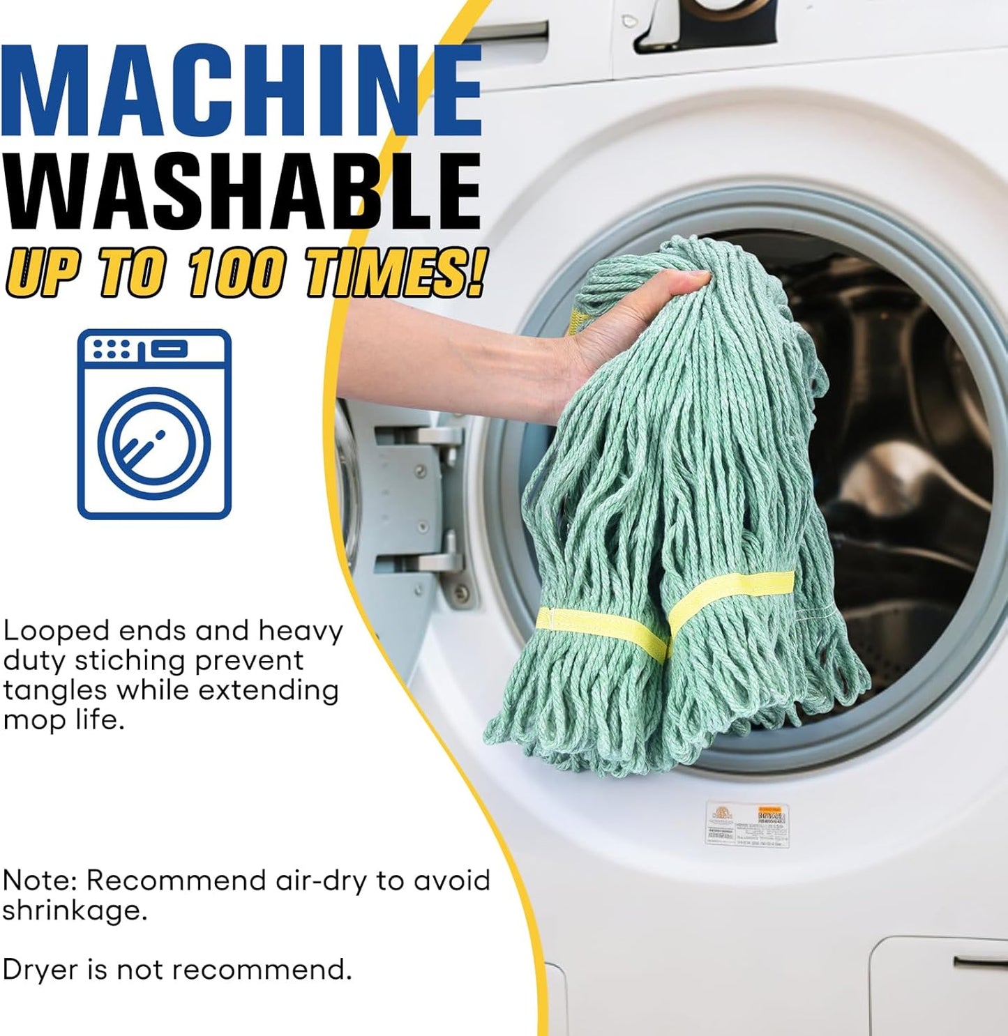 Matthew Cleaning Commercial Mop Head Replacement, 5 Inch Wide Headband, Looped End Cotton Blend String Wet Mops for Floor Cleaning, 18 oz Medium, 1-Pack Green