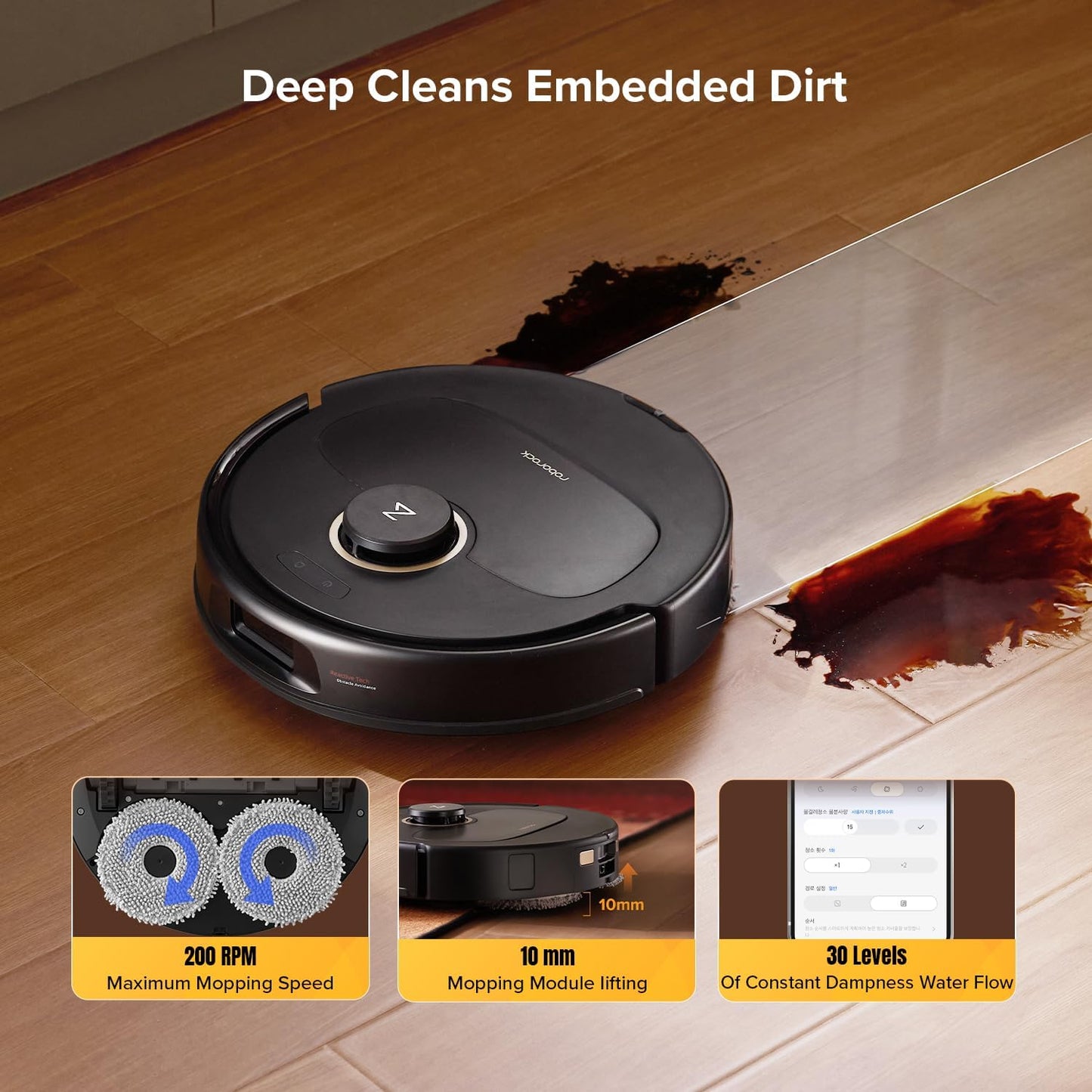 roborock Qrevo S5V Robot Vacuum and Mop, FlexiArm Edge Mopping, 12,000Pa Suction, Dual Zero-Tangle System, Smart Obstacle Avoidance, 10mm Mop Lifting, Auto Mop Washing&Drying, Self-Emptying&Refilling