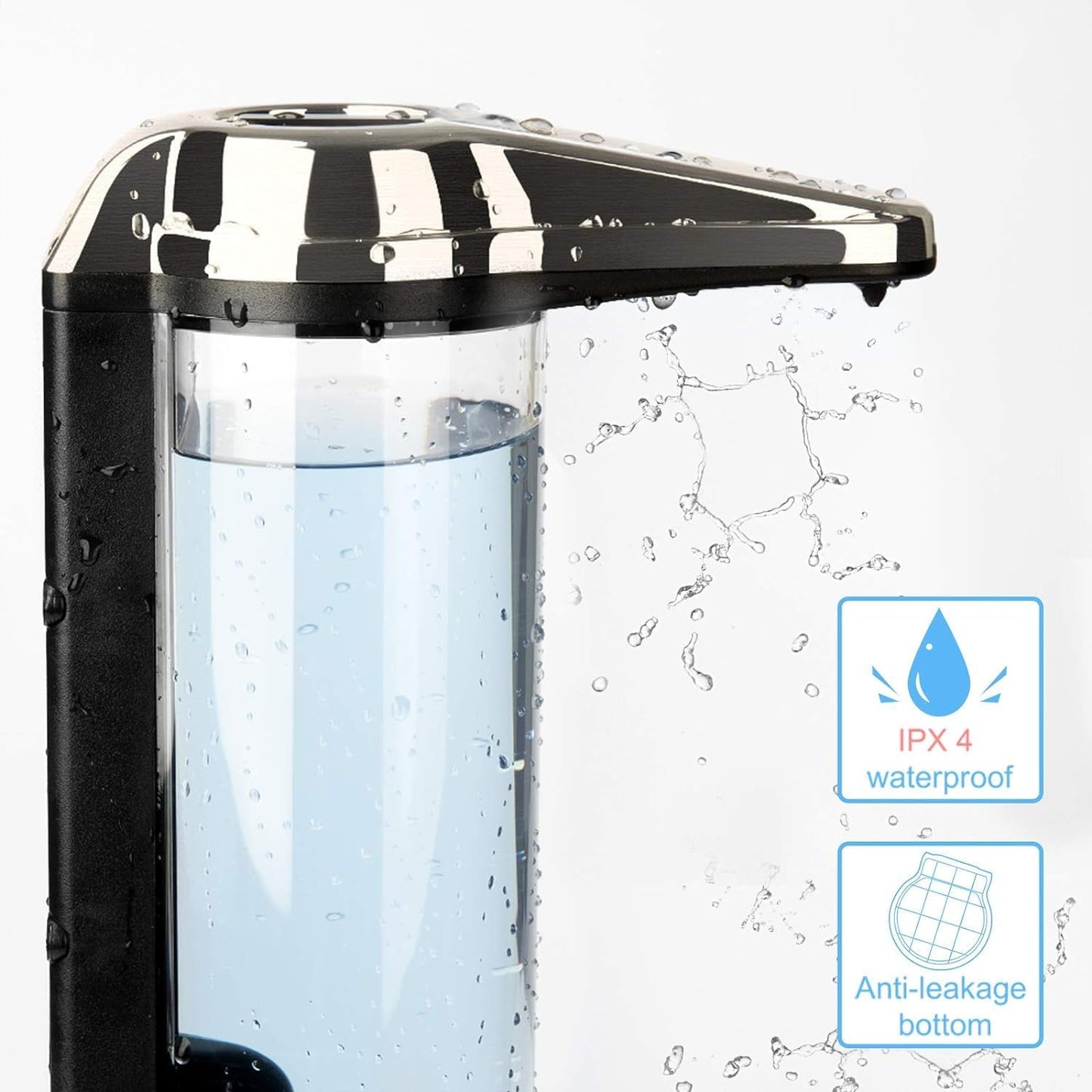 Secura 17oz Automatic Liquid Soap Dispenser, Touchless Battery Operated Hand Soap Dispenser with Adjustable Soap Dispensing Volume Control Dial, Personal Care Dispenser (Brushed Nickel)