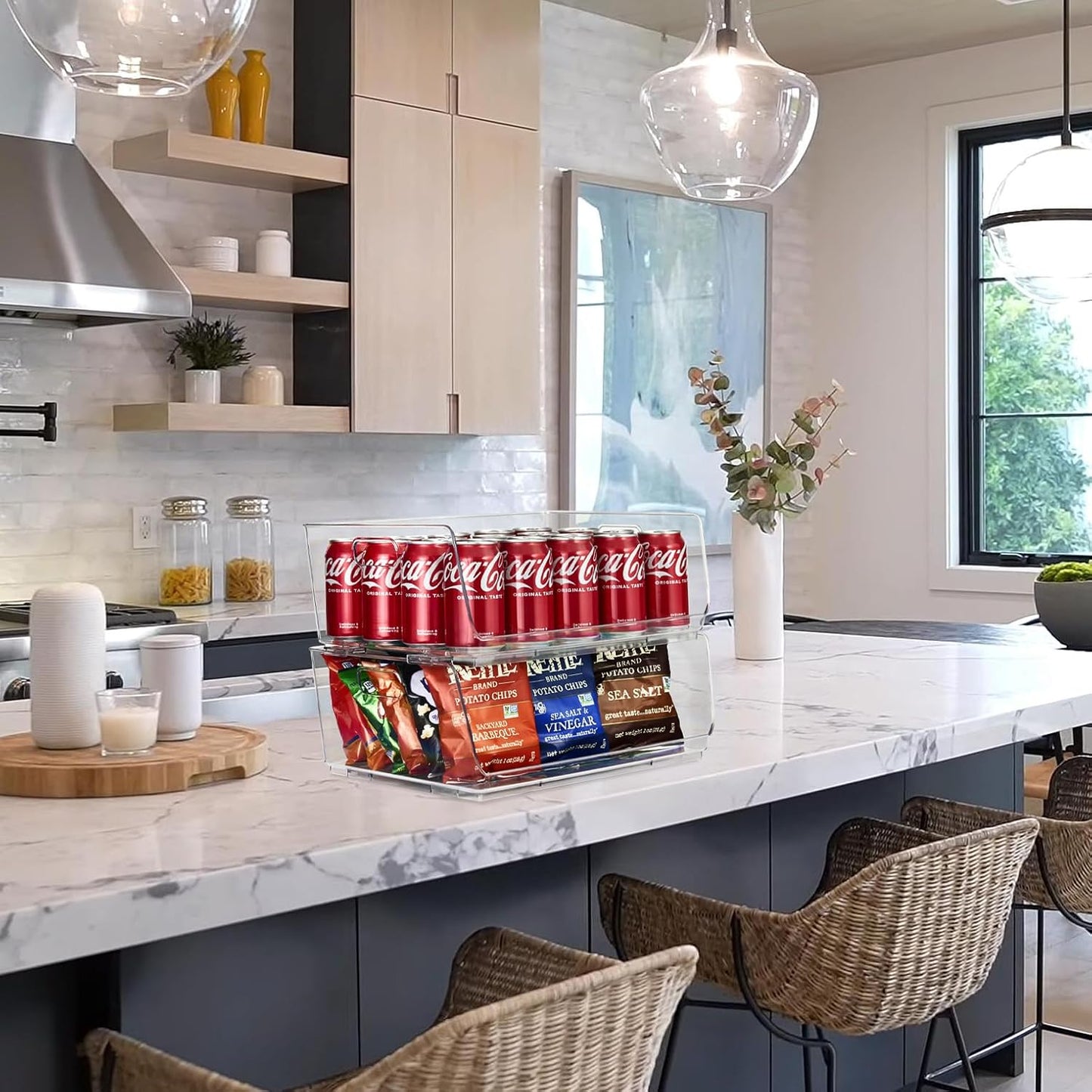 Sorbus Stackable Storage Bins Open Front - Pantry Bins for Storage and Organization - Acrylic Stackable Bins for Kitchen - Clear Pantry Organizer Bin (Large 4 Pack)