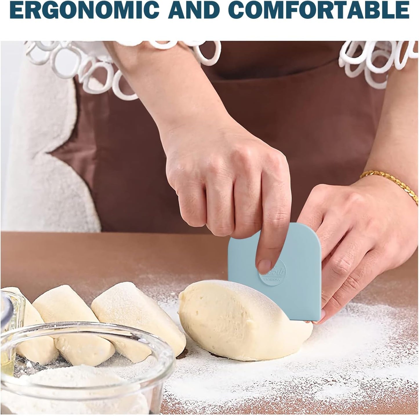 Pan Scraper, 10 Pcs Plastic, Non Scratch for Cast Iron, Pot and Pan Cleaning, Sturdy Scraper Kitchen Tool-Aqua