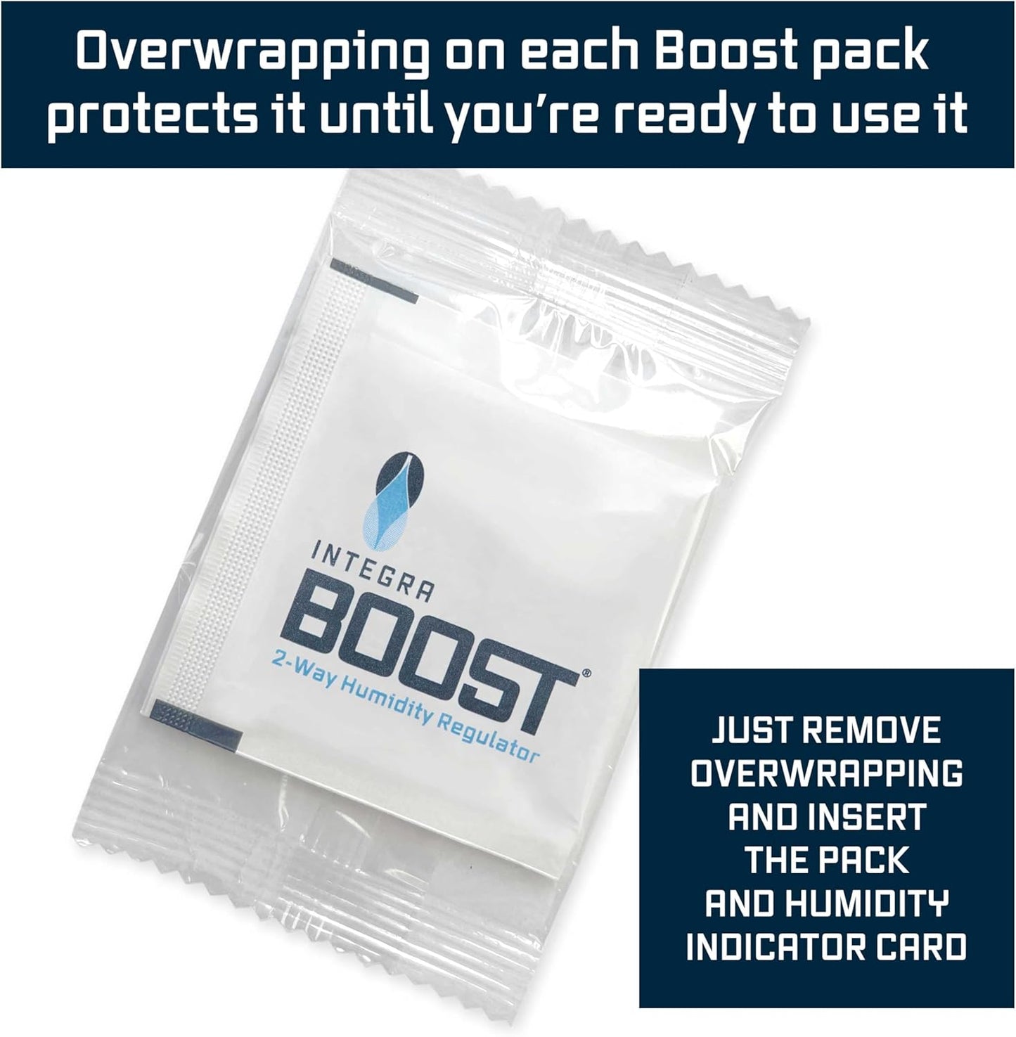 Integra Boost 2-Way Humidity Control Pack ??Patented Technology for Humidity Control ??Preserve Flavor & Maintain 62% RH ??Moisture Absorber for Herbs, Spices & More ??2 Gram (Pack of 50)