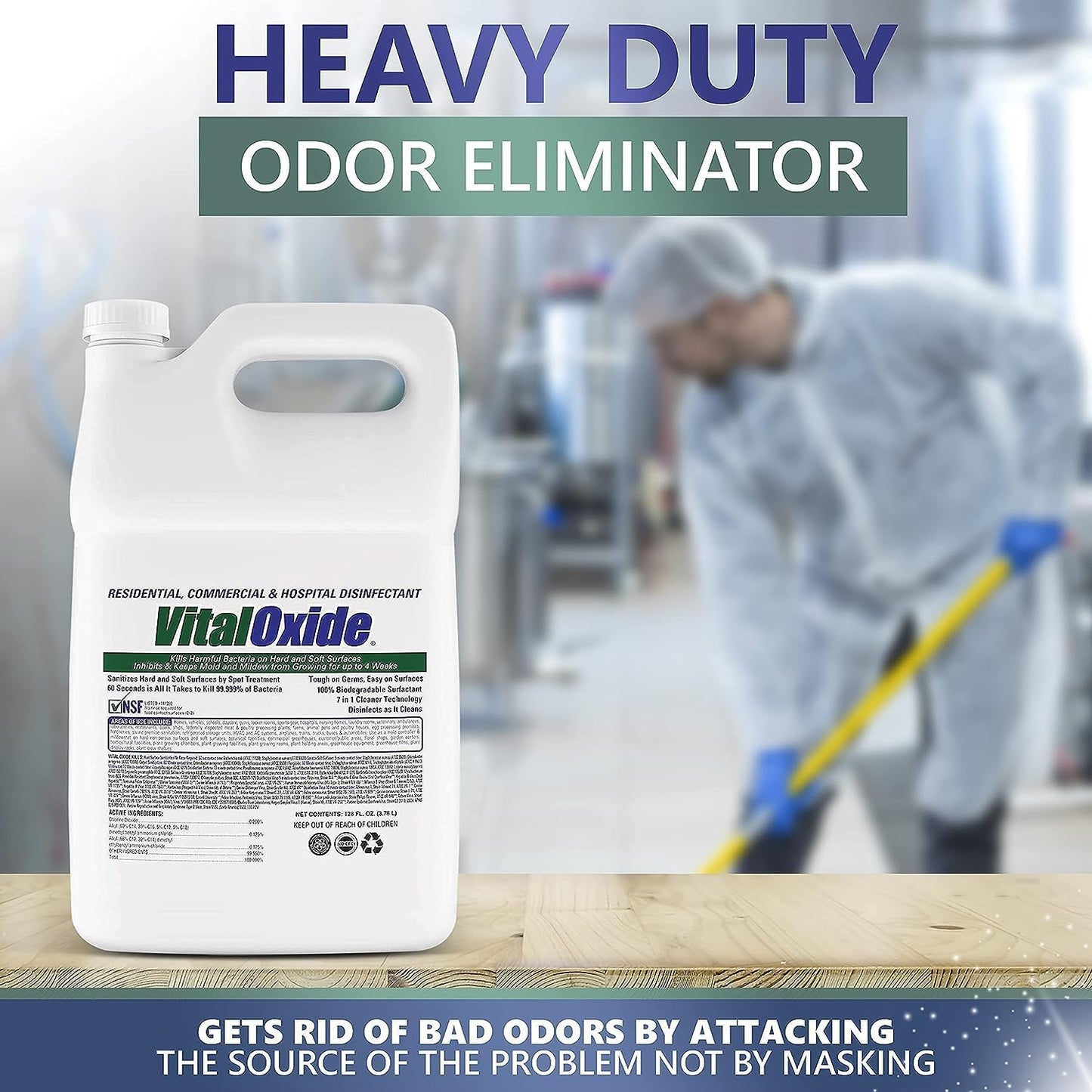 Vital Oxide Disinfectant, Deodorizer, Cleaner, Food-Contact Sanitizer, Virucide – (EPA registration #82972-1) – Kills Mold & Mildew, Eliminates Odors-1 Gallon
