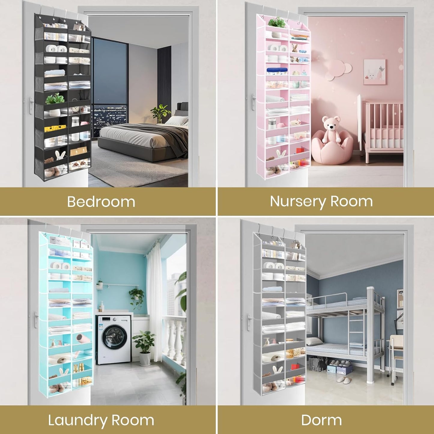 HOMELUX THEORY Heavy Duty Over the Door Organizer - Extra Wide Closet Organizers And Storage, Hanging Storage Door for Bedroom & Baby Nursery, 1PC Baby Blue