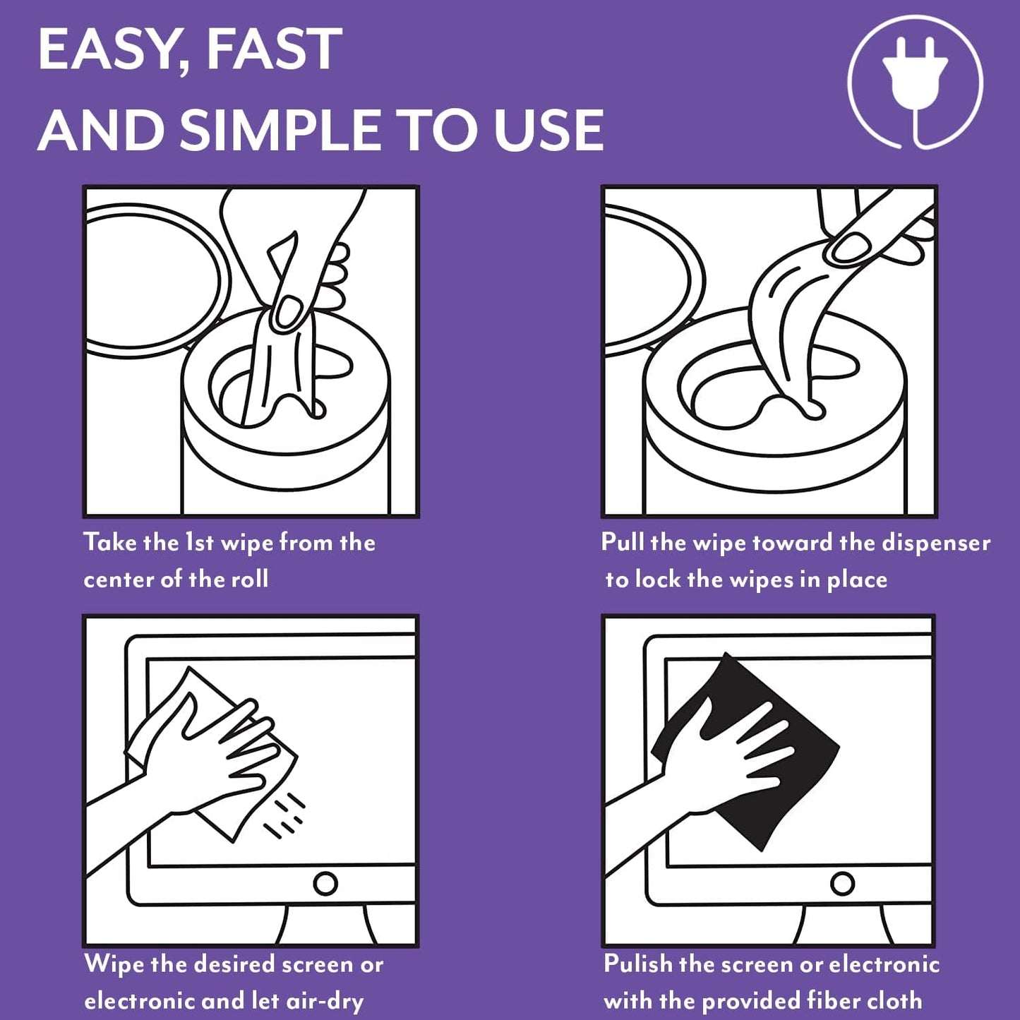 Electronic Cleaning Wipes - Computer, TV, Monitor, Phone, Laptop, Tablet, Keyboard, Camera & Lens Cleaner, Portable Tech Screen Cleaner - With Microfiber Cloth - Canister, 150 Count