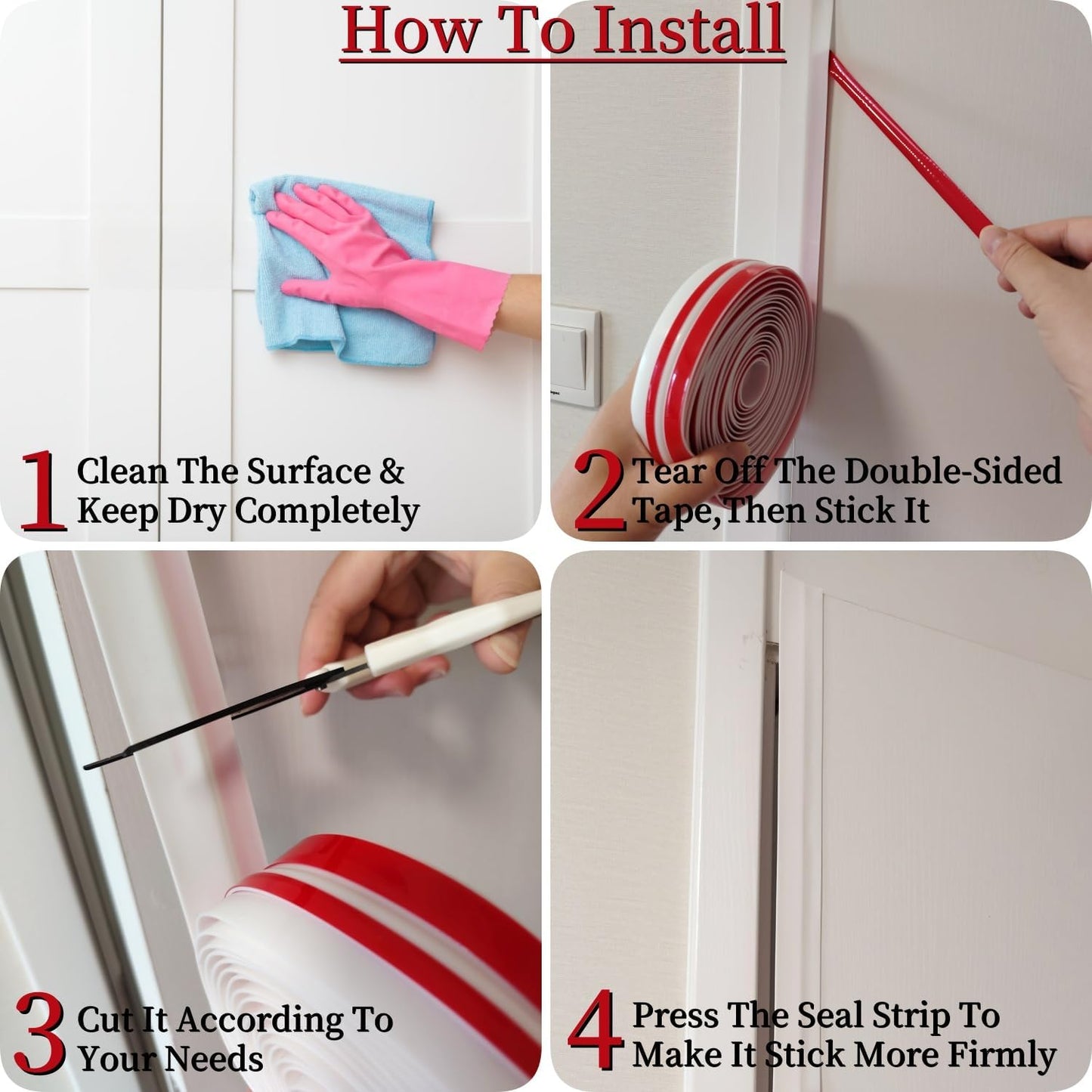 T Shape Door Seal Strip for Door & Windows Gaps,Draft Stopper Bottom Sweep Weather Stripping for Energy Saving, Noise Reduction,Easy Install (White, 1.38" W x 9.8Ft)