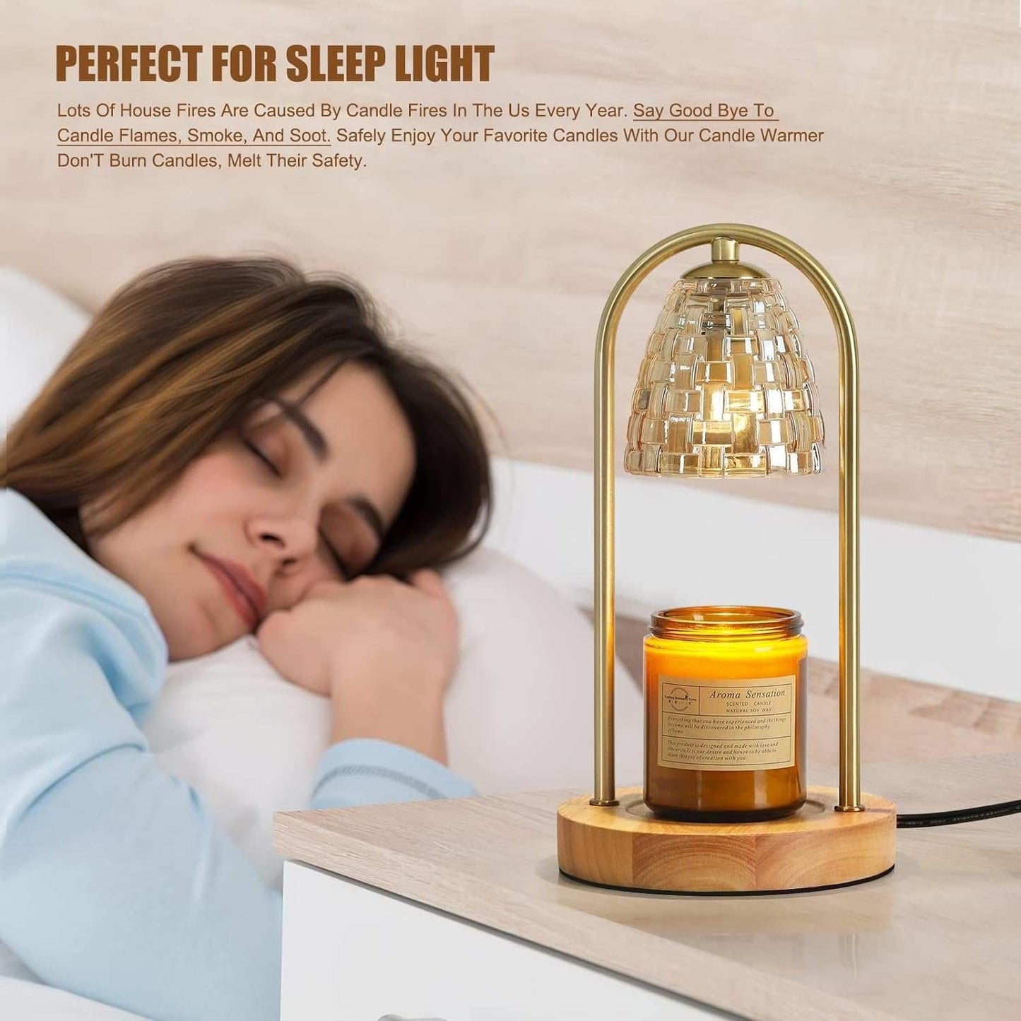 Candle Warmer Lamp with Timer and Dimmer, Electric Scented Wax Warmer for Bedroom, Home Decor Aroma Candle Holder Night Light/Table Lamp - Gift (ABC-Golden-Oval)