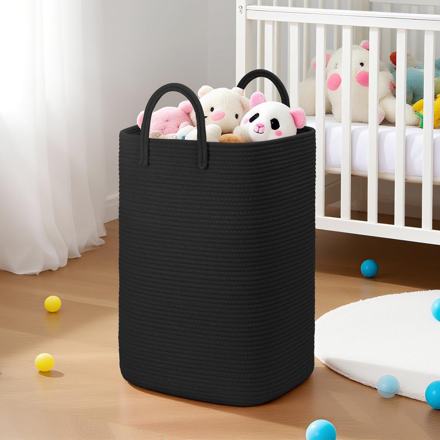 Laundry Basket,Woven Cotton Rope Laundry Hamper,80L Versatile Storage for Dirty Clothes,Baby Toys,and Blankets in Bathroom, Nursery,and Living Room