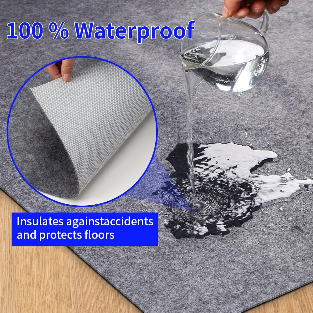 100% Waterproof Non-Slip 1/4” Extra Thick 4x6 ft Rug Pad for Large Area Rugs Durable Felt Floor Protection pad for All Floors, Suitable for Cutting. Rug Pads Keep Rugs in Place and Provide Cushioning