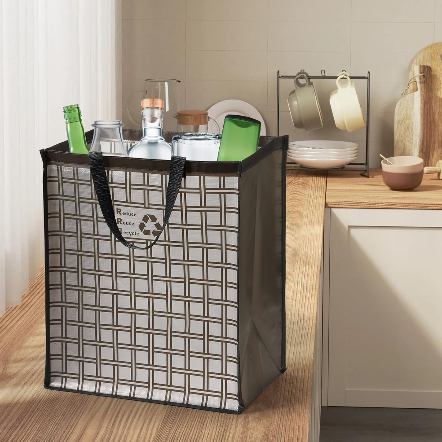 Lily queen Recycle Bin Bags for Kitchen Home Trash Cans Sorting Bins 12 Gallon Set of 2