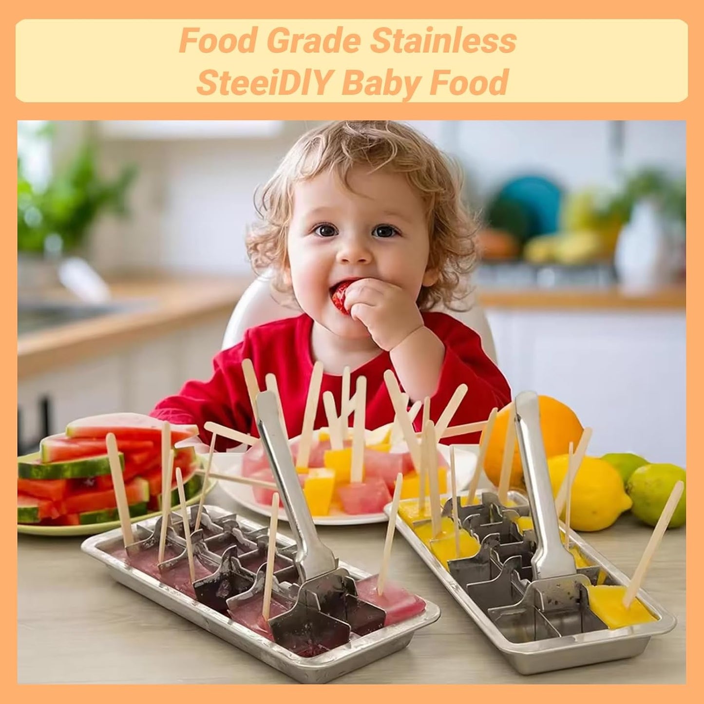 Professional Ice Cube Trays Stainless Steel - 18-Slot Heavy Duty Metal Icecube Mold, Non-Toxic Freezer Tray with Lever Release, Bar & Kitchen Use, Send Goods from Local Warehouse