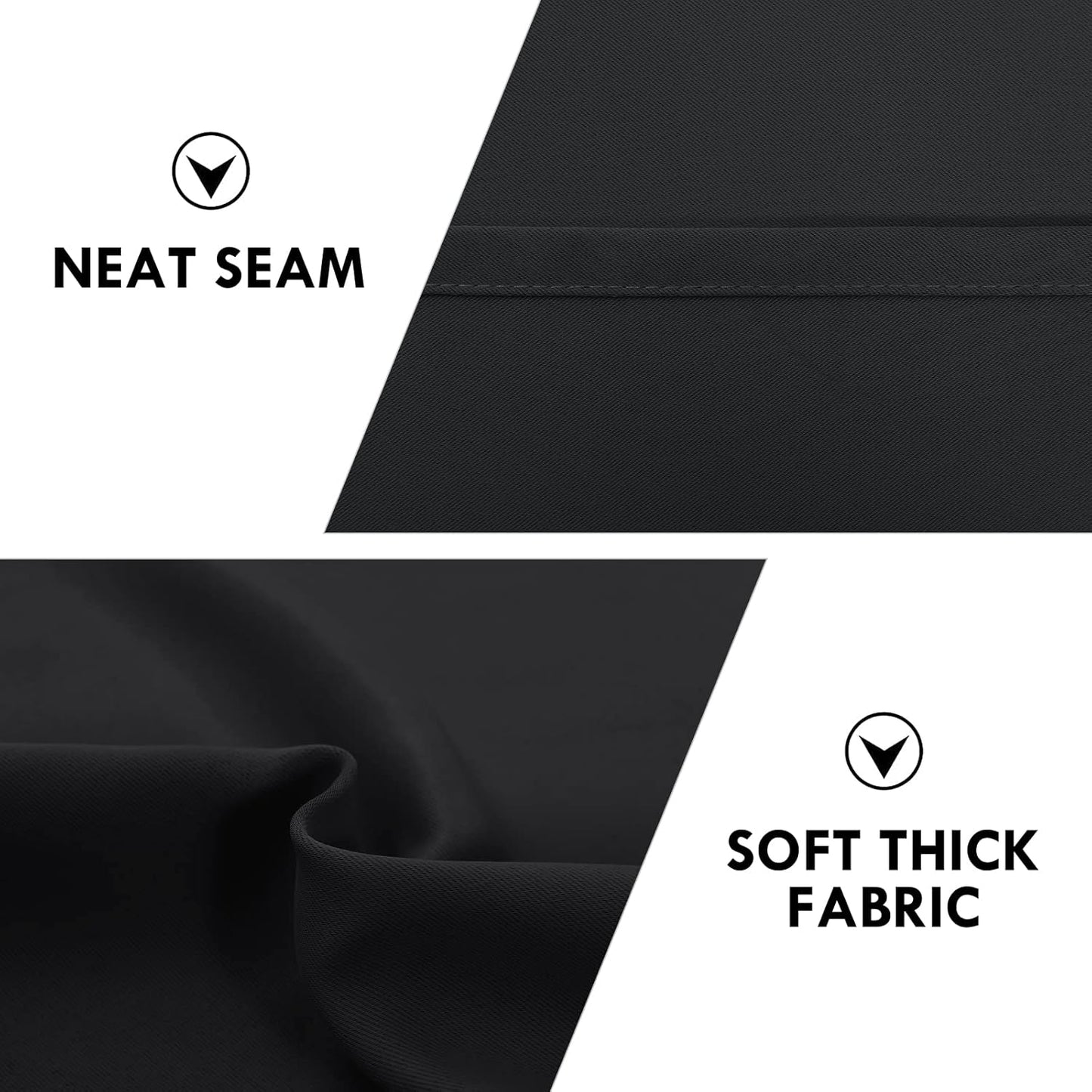 DWCN Blackout Curtains Room Darkening Thermal Insulated Bedroom Curtains Window Curtain Panels, 52 x 84 inches Long, Set of 2 Black Rod Pocket Drapes