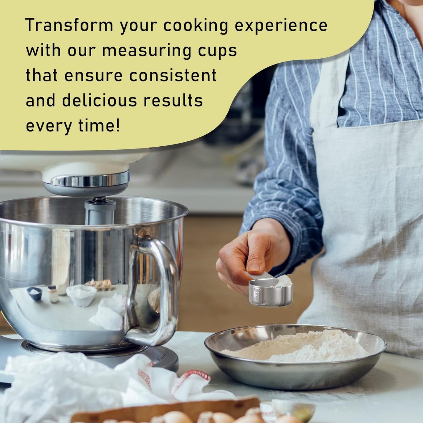 2PCS 1/4Cup (60ml, 2oz) Single Measuring Cup, Stainless Steel Measure Scoop, Metric and US Measurement, Dishwasher Safe