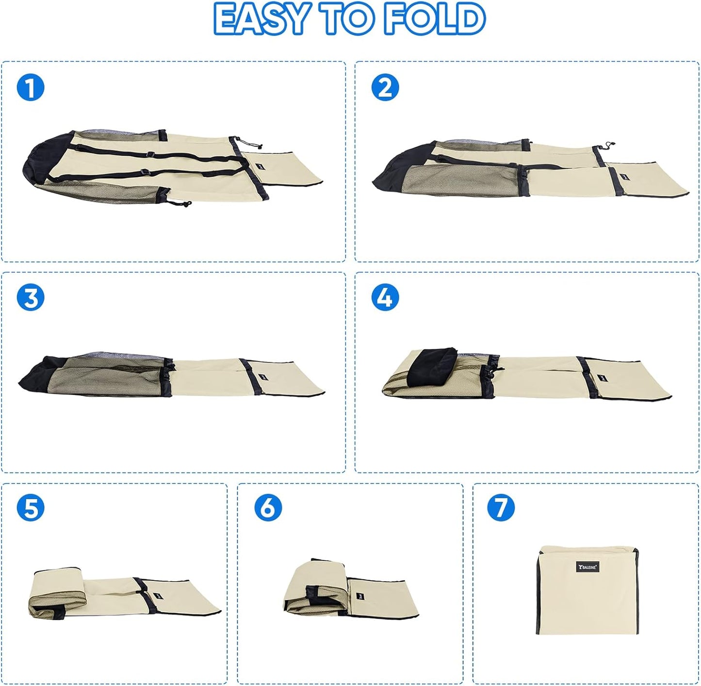 BALEINE 150L Laundry Bag Backpack, 900D Oxford Fabric Large Travel Laundry Bags with Shoulder Straps and 2 Mesh Pockets for College Dorm, Apartment, Laundromat (Beige, 150L)