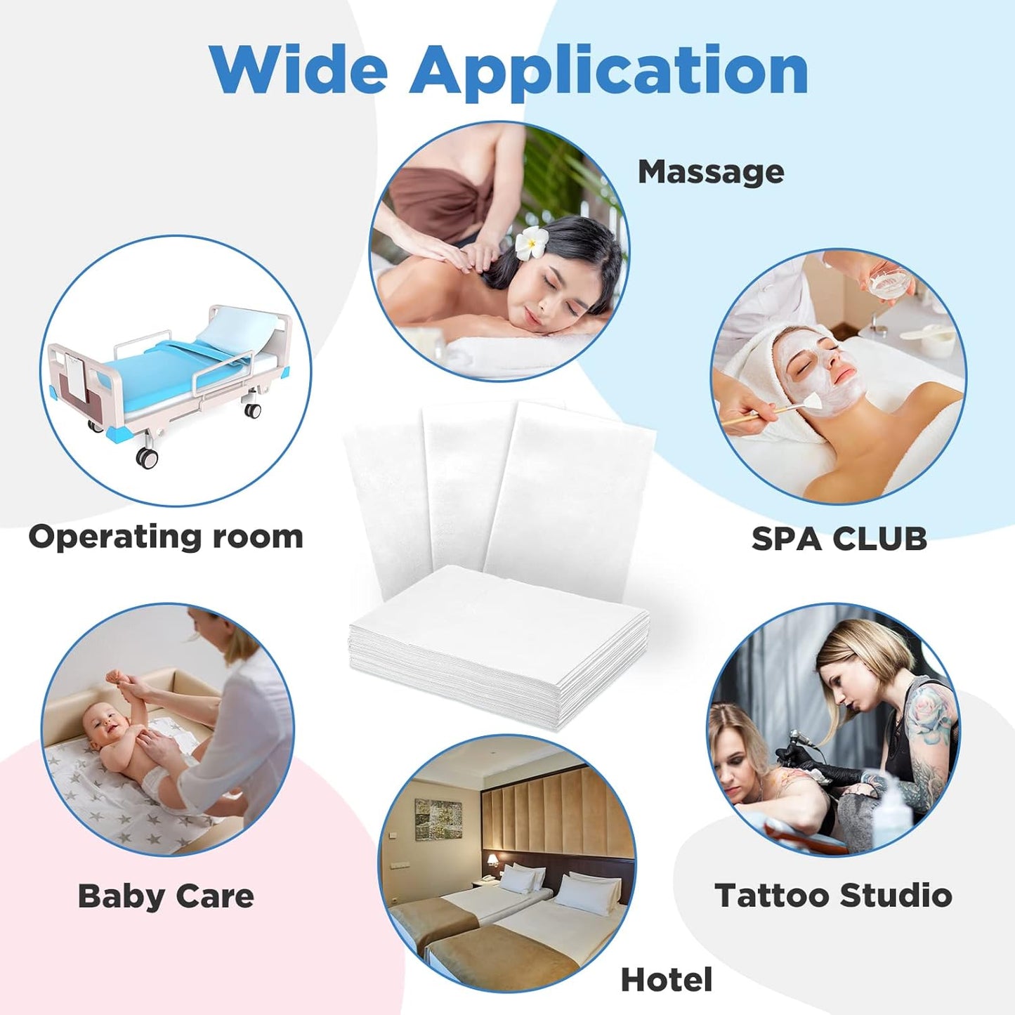 Tegeme 150 Pieces Disposable Massage Table Sheets 31" x 70" Waterproof Bed Sheets Non Woven Bed Cover for Massage Table Beauty Salons Tatto Spa Hotels(White)