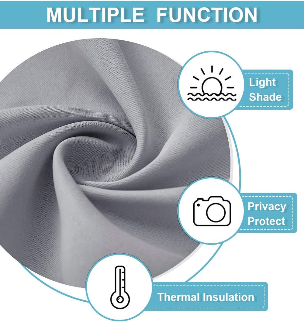 RYB HOME Blackout Curtains for Bedroom - Small Window Treatment Panels Full Privacy Thermal Insultaed Solar Drapes for Bathroom Dining Basement, Wide 42 x Long 45, Silver Grey, 2 Pcs