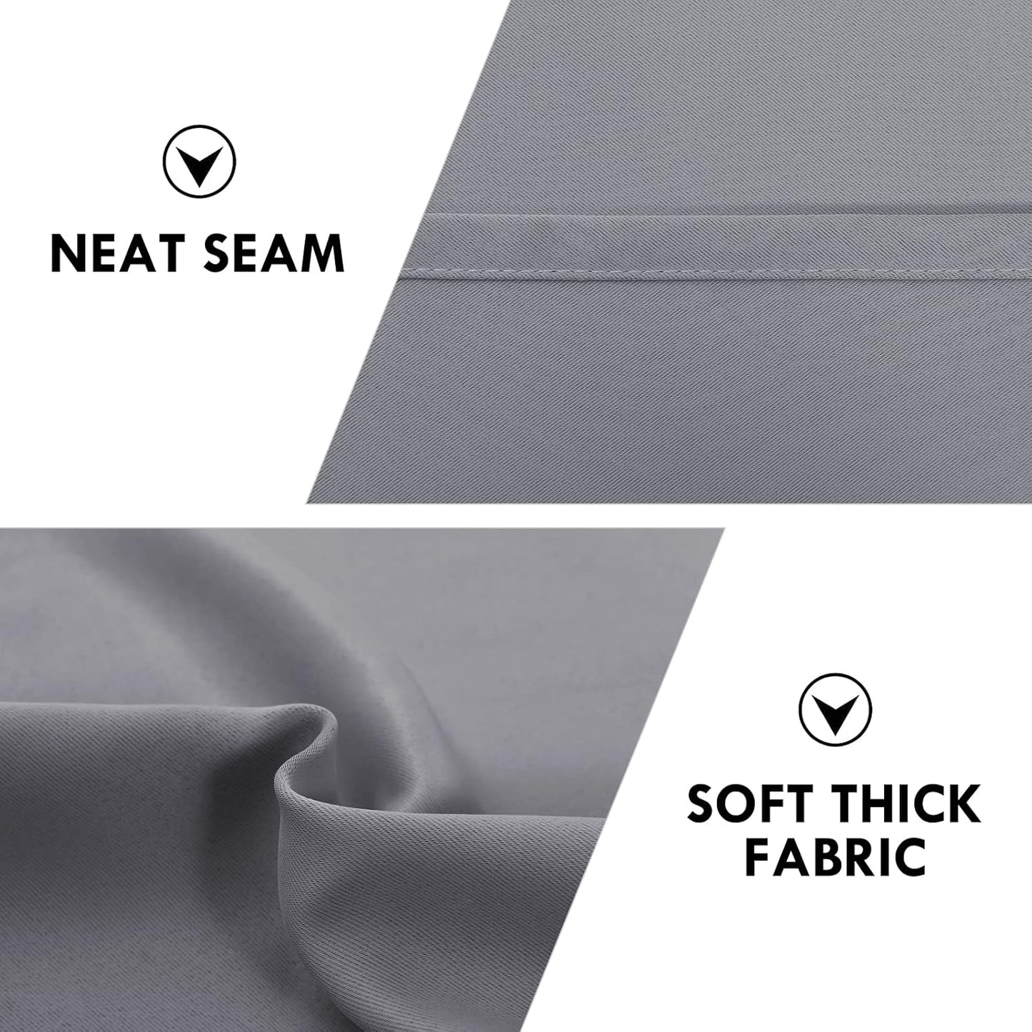 DWCN Grey Room Darkening Blackout Curtains - Rod Pocket Thermal Insulated Privacy Energy Saving Window Curtain Drapes 42x 72 inch Length, Set of 2 Bedroom Living Room Curtains