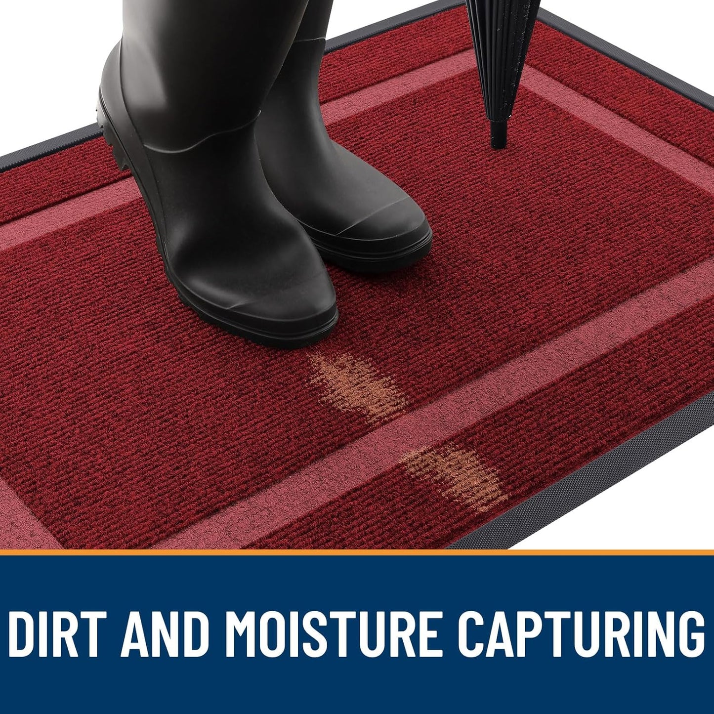 OLANLY Front Door Mat Indoor Outdoor Entrance, Waterproof All-Season, All-Weather Doormat, Sturdy Natural Rubber, Fade Resistant, Low Profile, Easy Clean Patio Porch Entryway Mat, 36x24, Wine Red