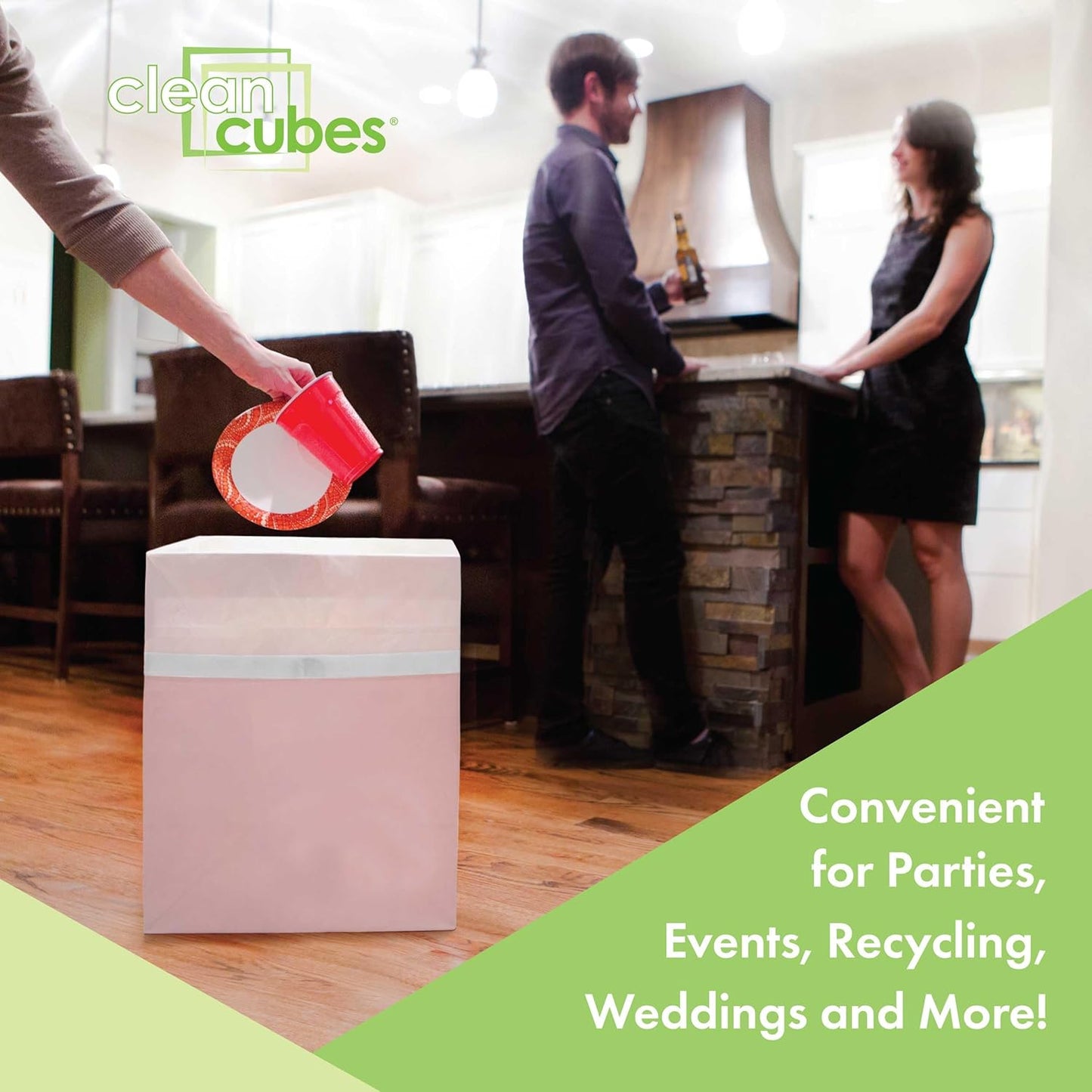 13 Gallon Disposable Pop-Up Trash Cans (6-Pack) with Fitted Bags – Foldable Garbage & Recycling Bins for Parties, Events & Kitchen (Pink, 17" H x 13.5" W x 10" D)