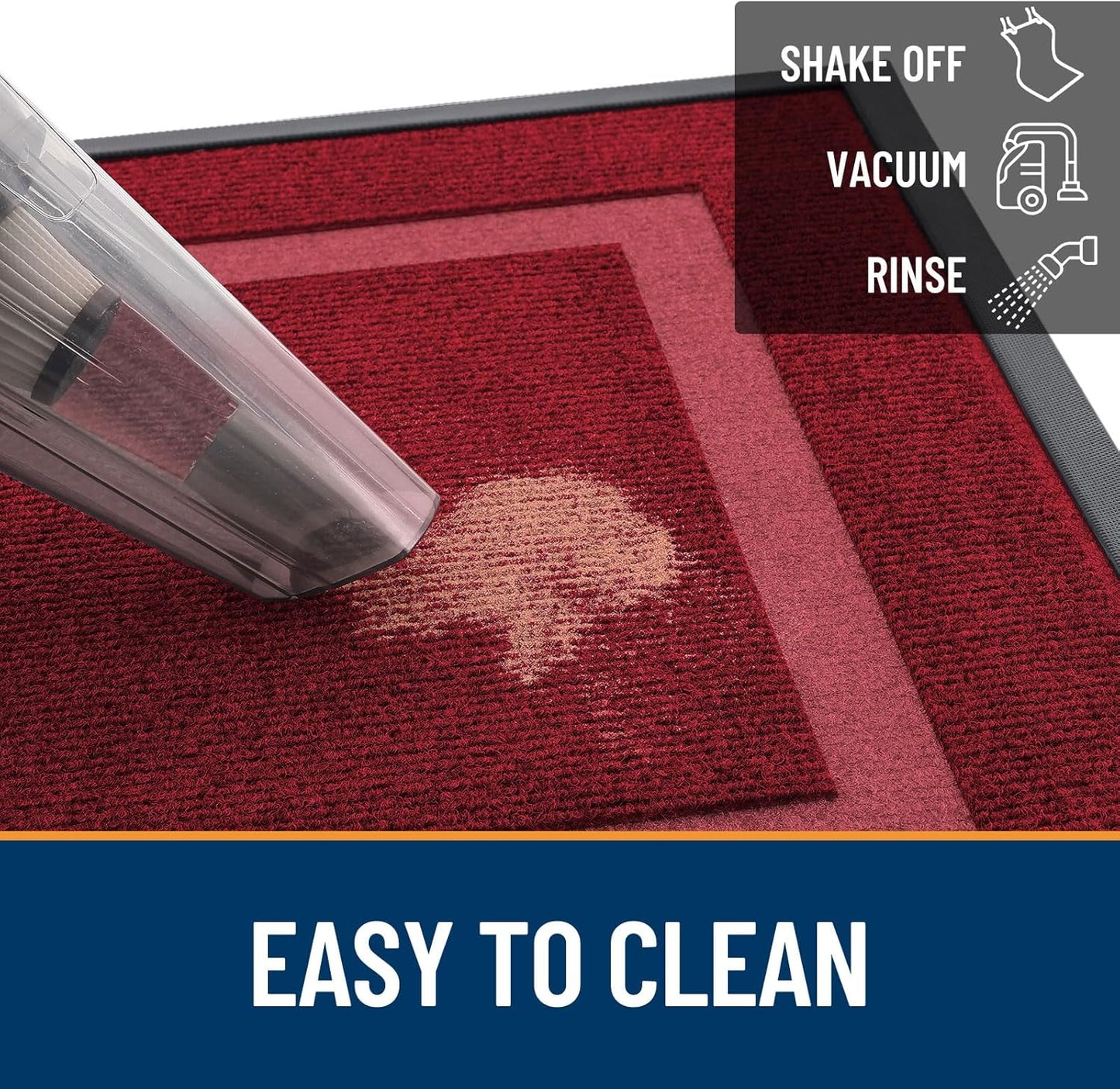 OLANLY Front Door Mat Indoor Outdoor Entrance, Waterproof All-Season, All-Weather Doormat, Sturdy Natural Rubber, Fade Resistant, Low Profile, Easy Clean Patio Porch Entryway Mat, 59x35, Wine Red