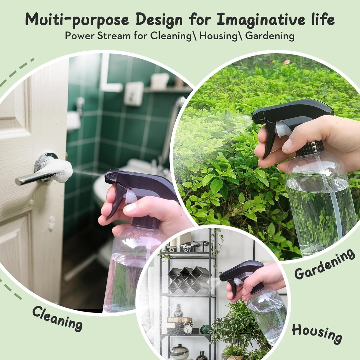 Bynccea Spray Bottle Empty Spray Bottles PET -10 oz/300 ml Plastic Water Sprayer bottles Refillable Containers Fine Mist Small Spray Bottles for Cleaning Solutions, Cooking, Hair